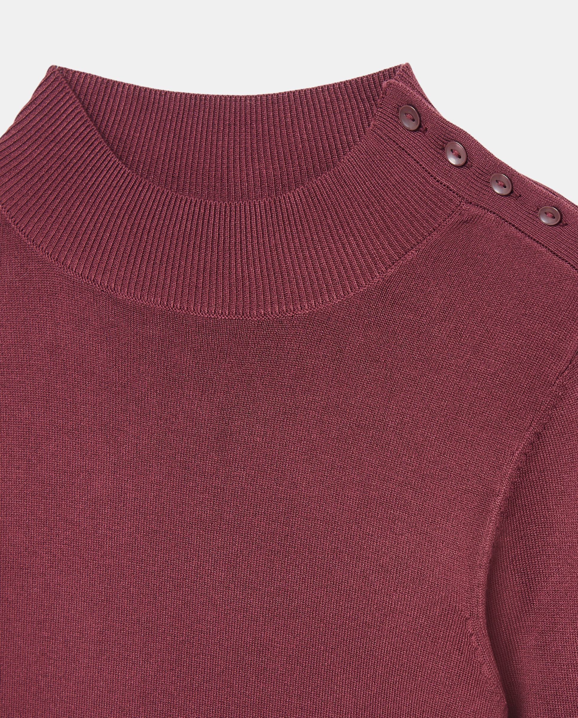 Jersey básico de mujer cuello perkins Burdeos-5