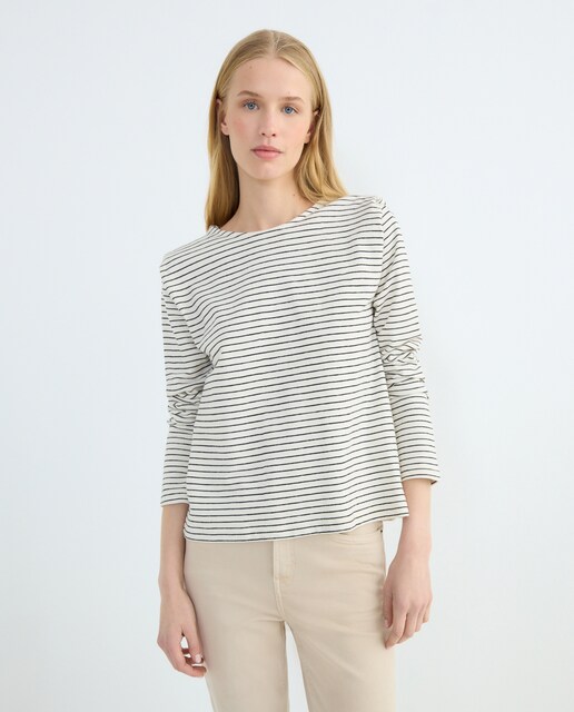 Imagen 0 de Camiseta mujer rayas hombrera