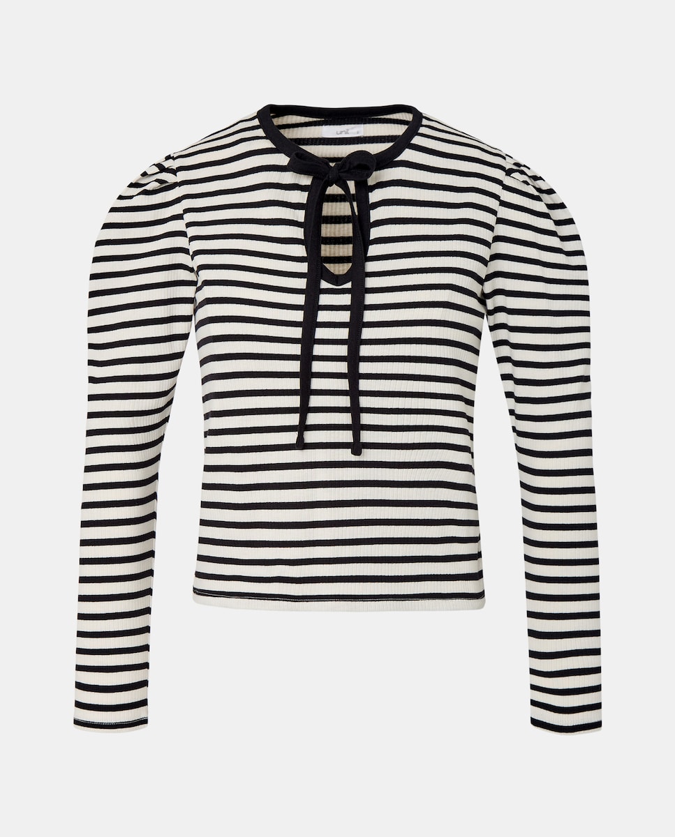 Camiseta mujer canale rayas Negro-4