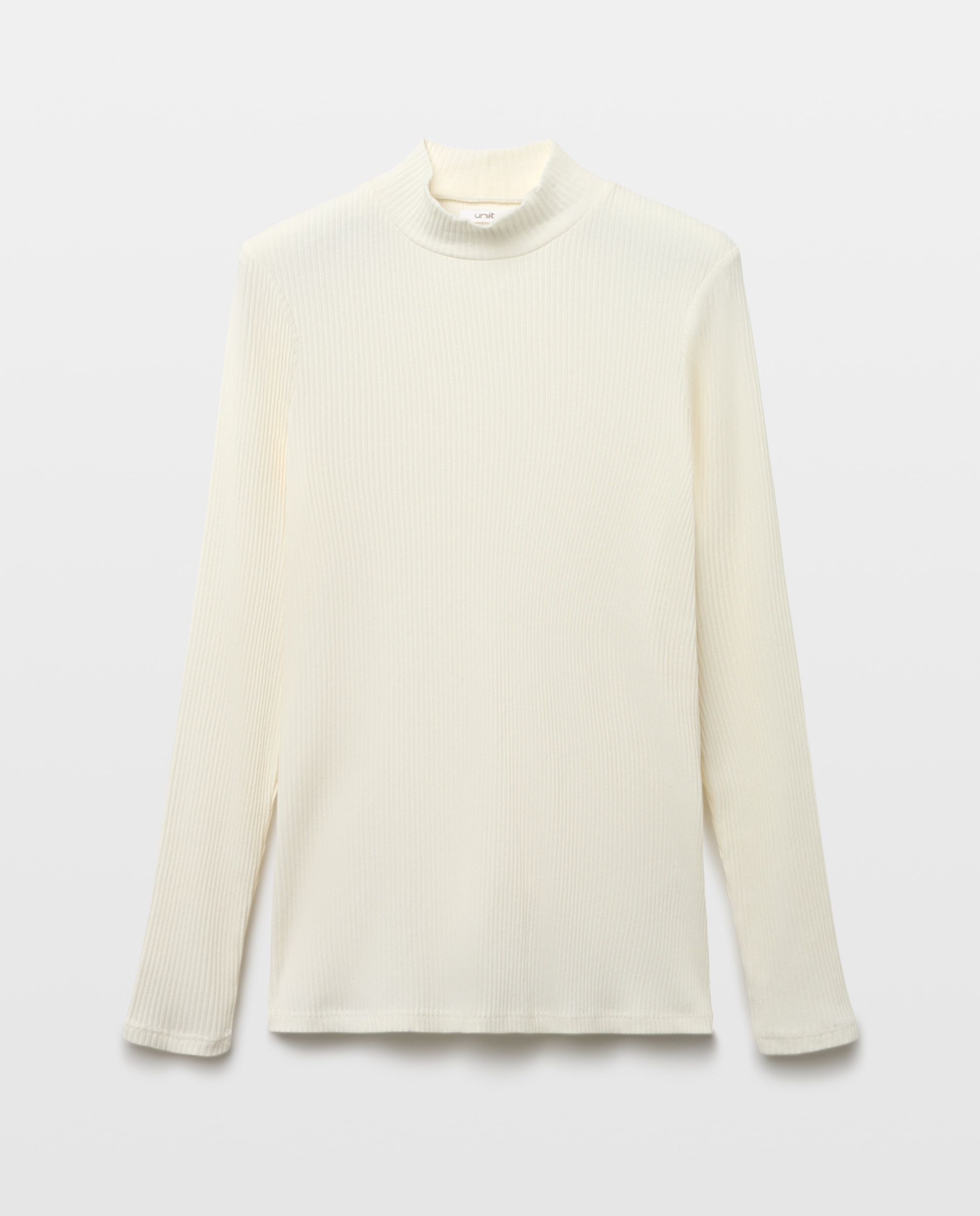 Camiseta básica de mujer cuello perkins canalé 120 Crudo-4