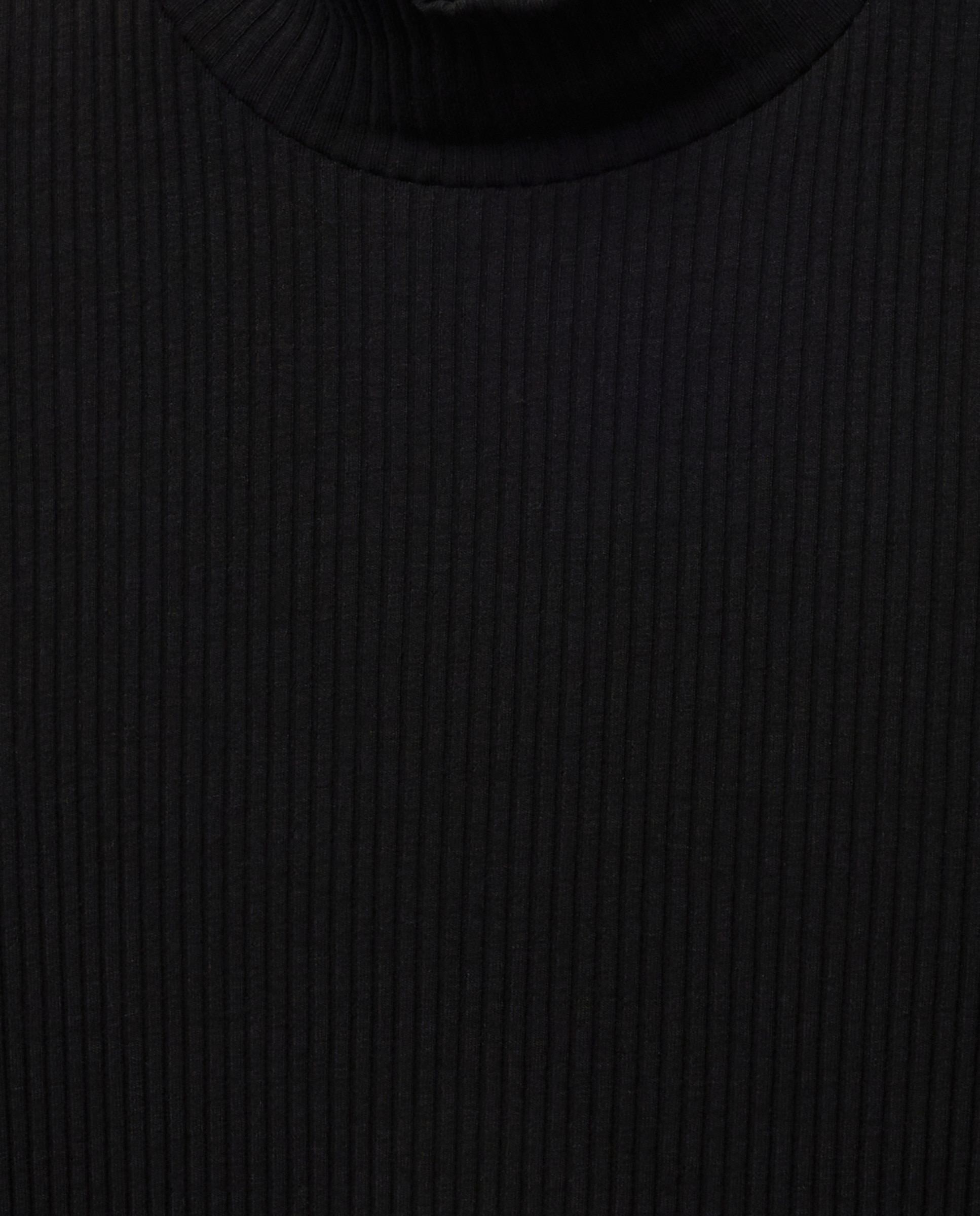 Camiseta básica de mujer cuello perkins canalé Negro-6