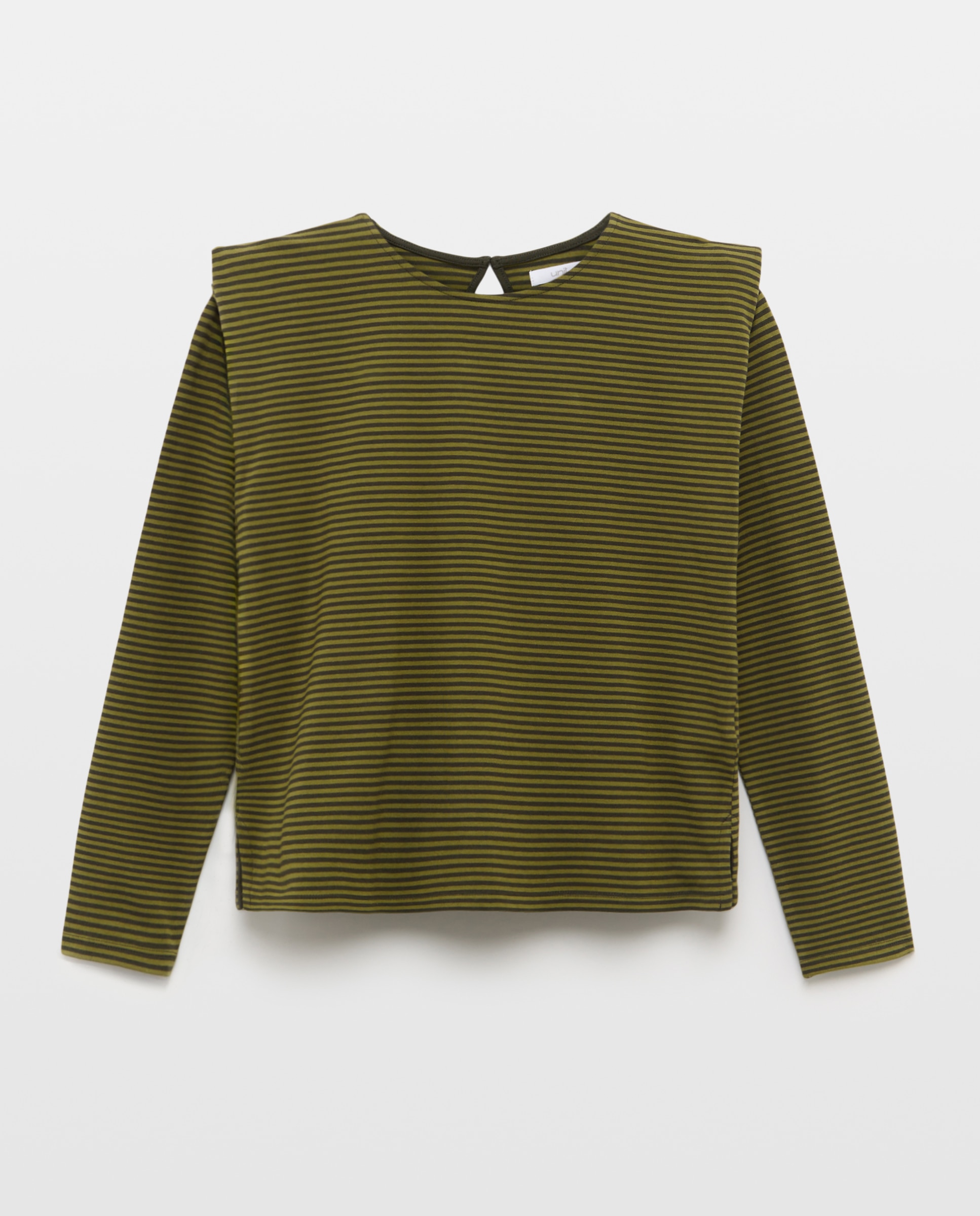 Camiseta de mujer cuello caja y hombreras Verde-5