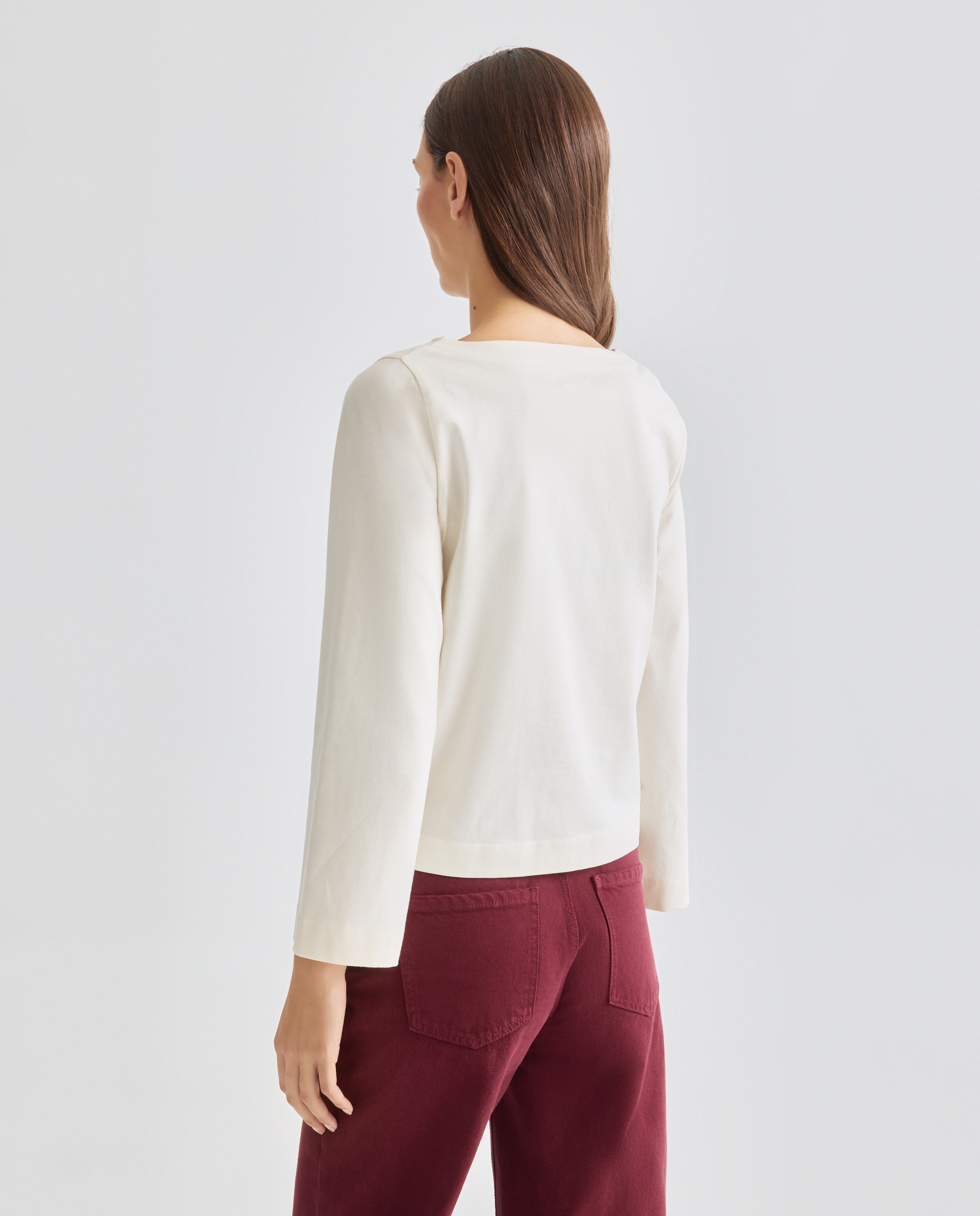 Camiseta de mujer cuello caja manga acampanada 120 Crudo-3