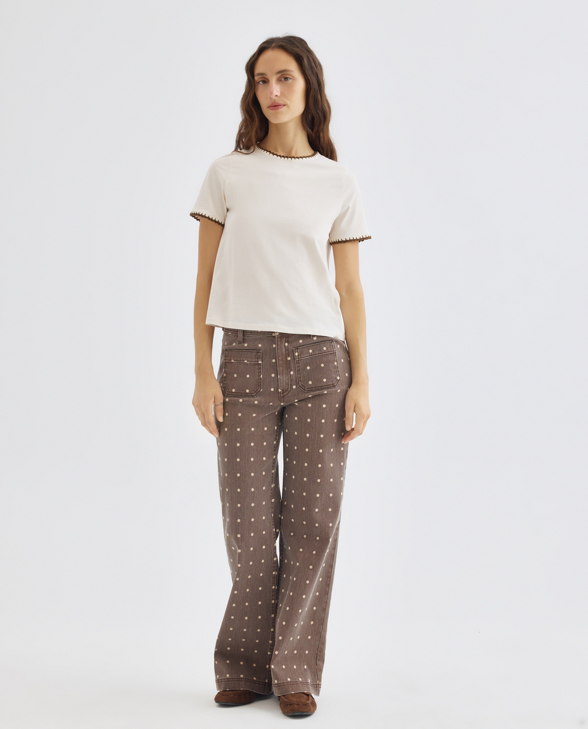 Camiseta de mujer ribete bordado 120 Crudo-2