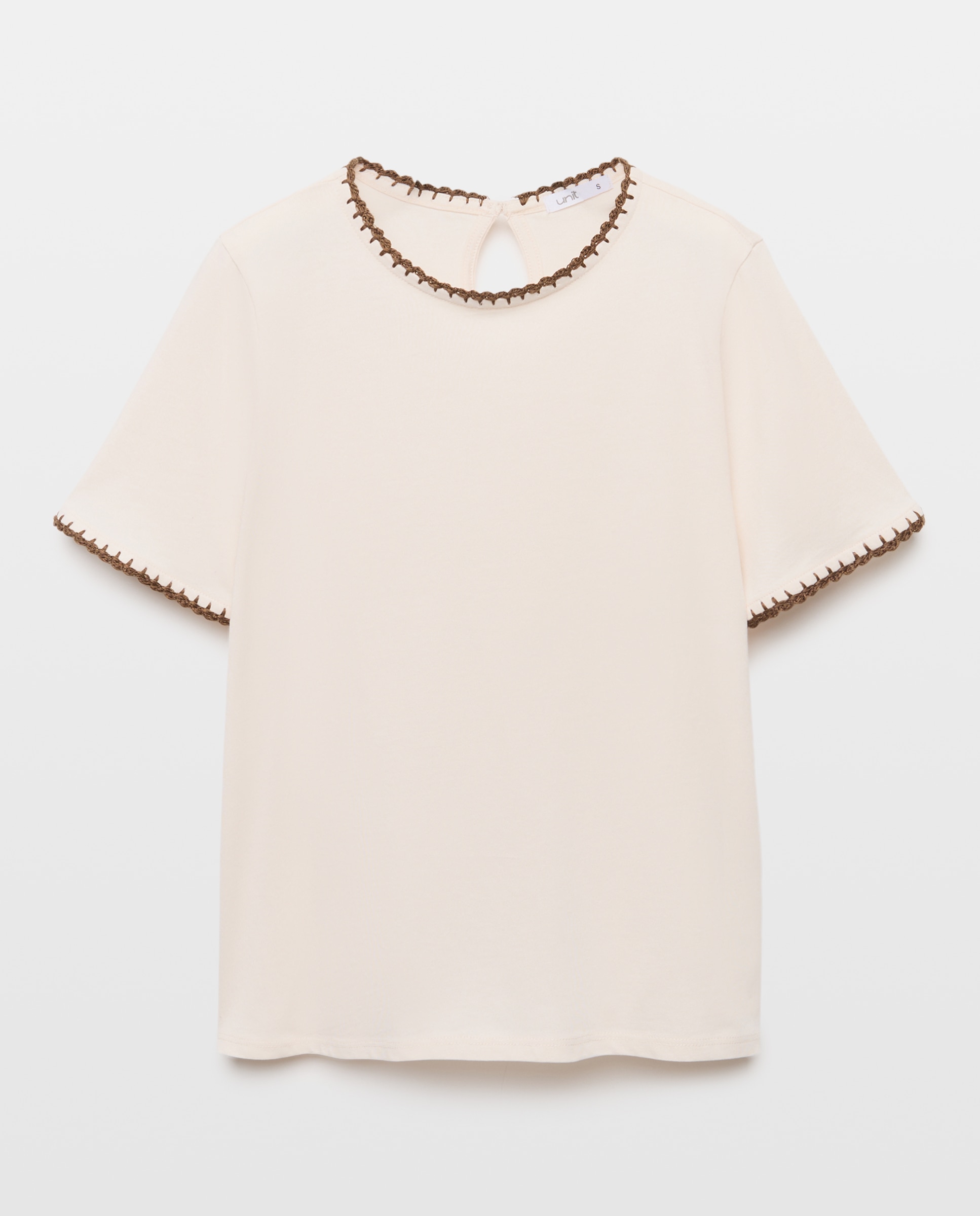 Camiseta de mujer ribete bordado 120 Crudo-4