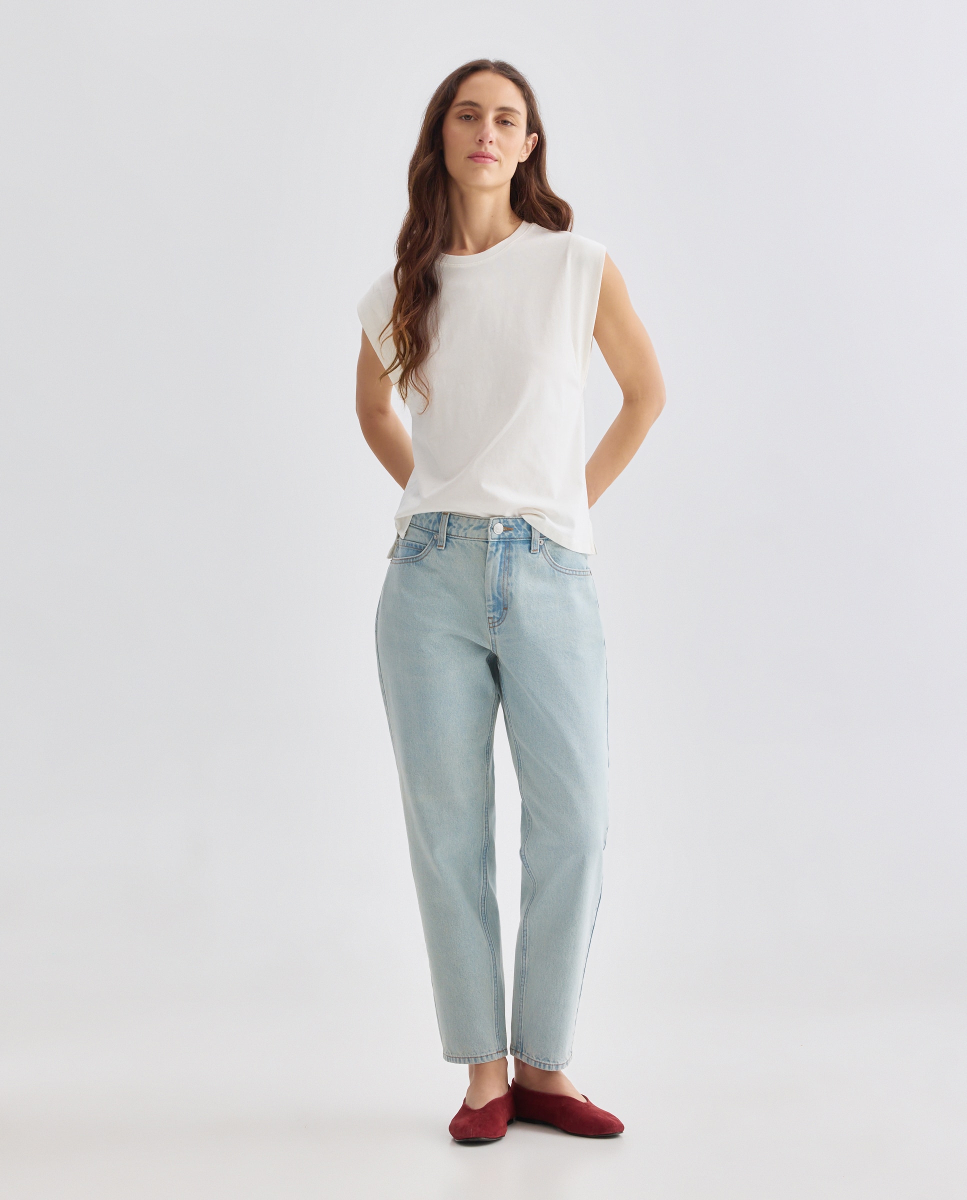 Camiseta de mujer cuello caja hombrera 120 Crudo-2