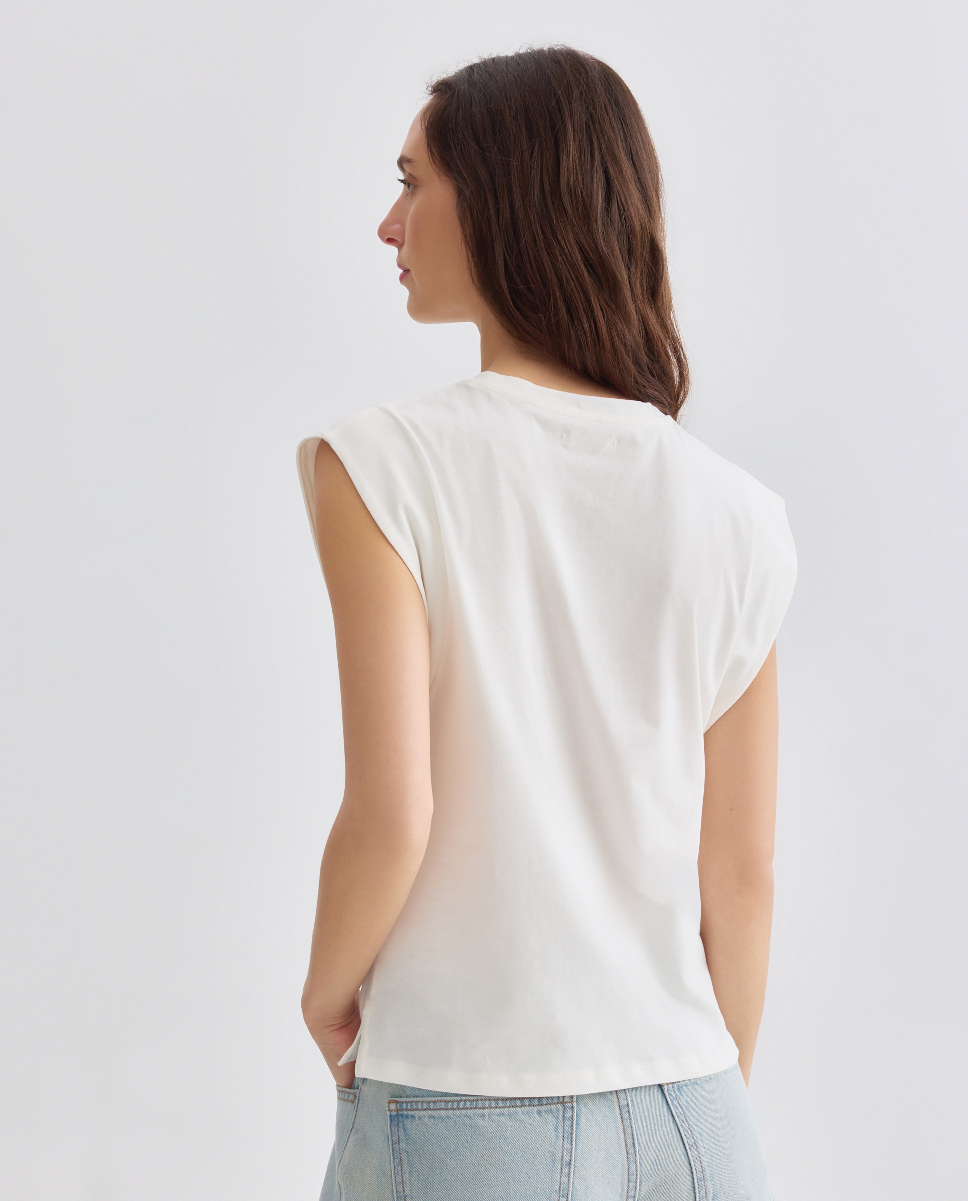 Camiseta de mujer cuello caja hombrera 120 Crudo-3