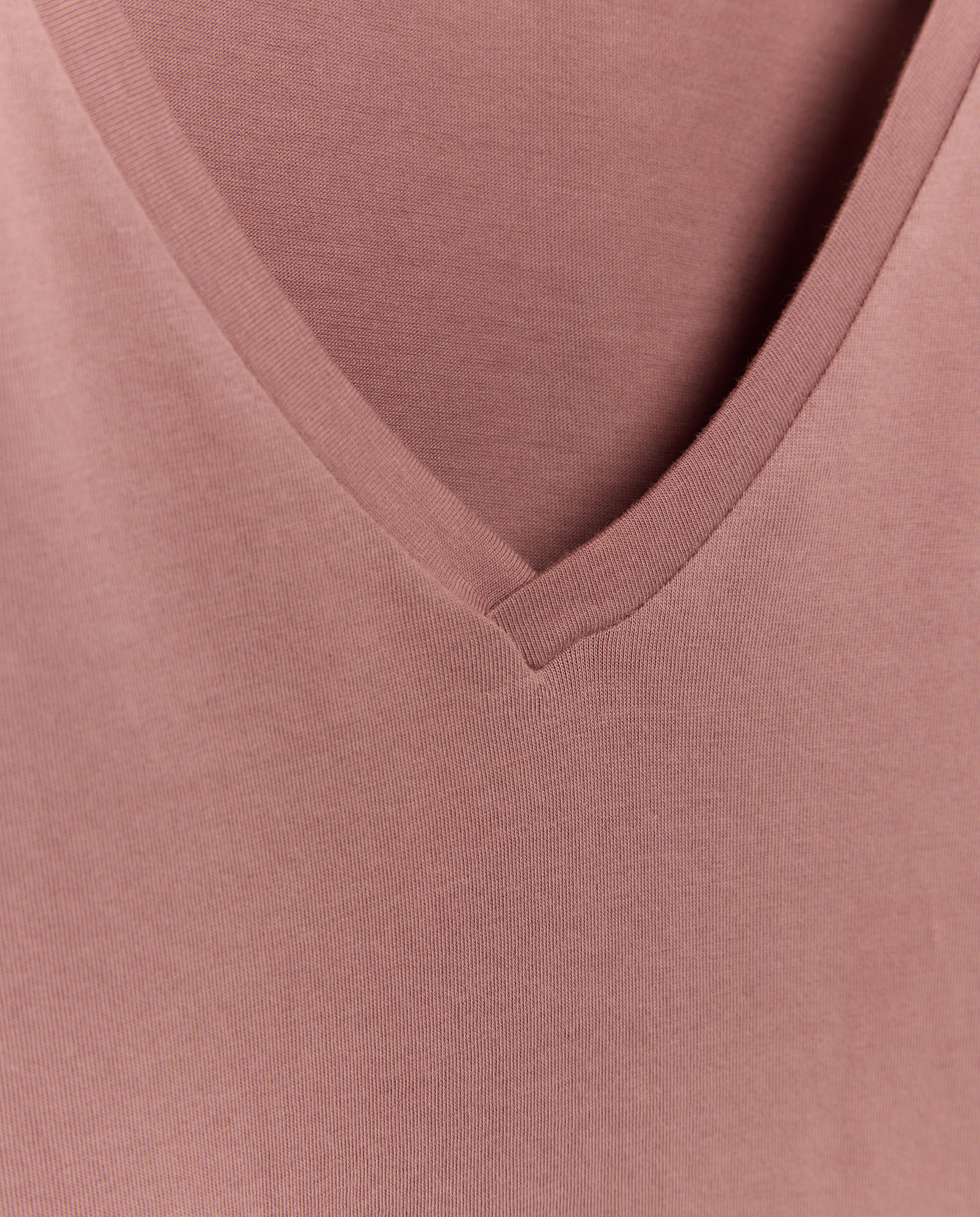 Camiseta básica de mujer cuello pico Rosa oscuro-5