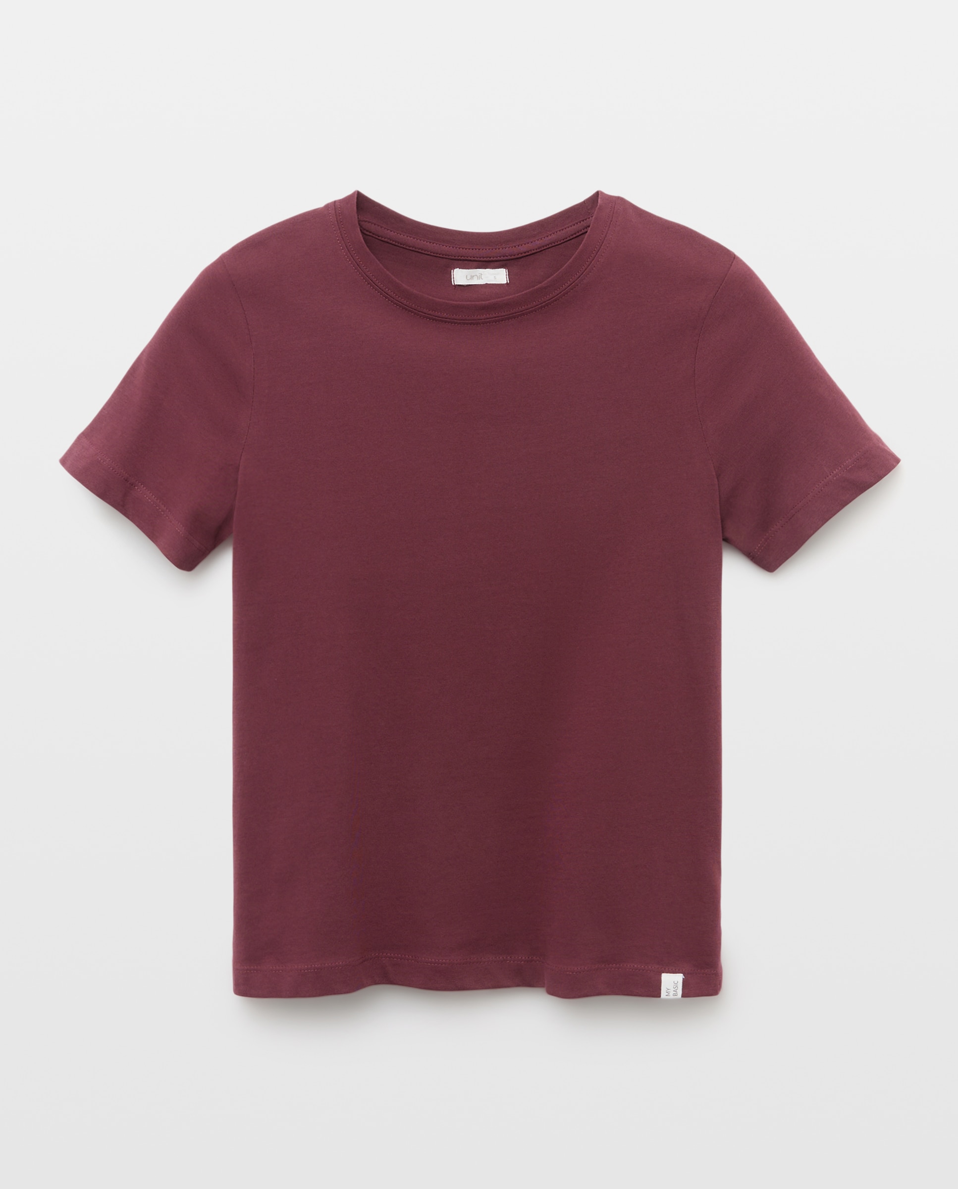 Camiseta básica de mujer cuello caja Marrón-4