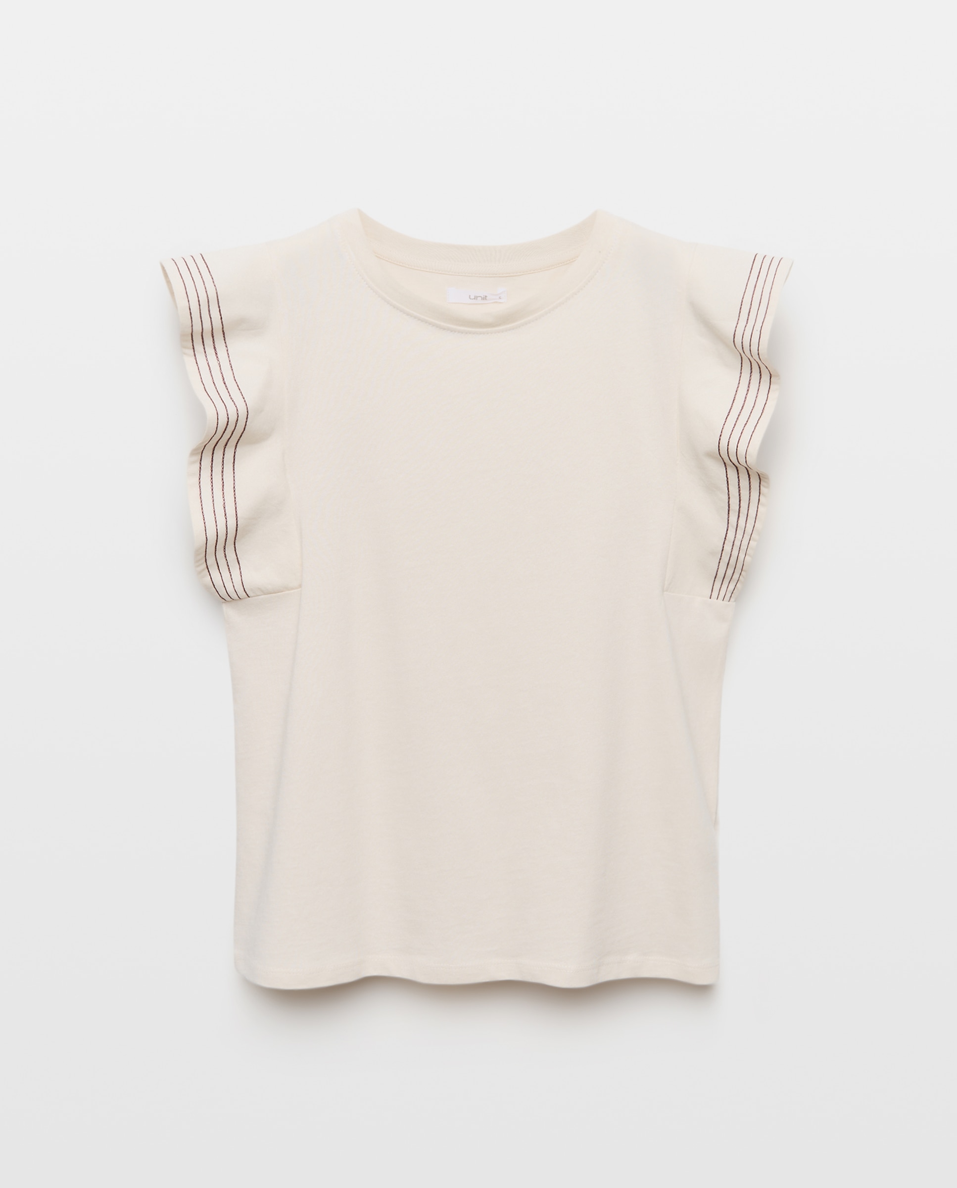 Camiseta de mujer cuello caja manga volantes 120 Crudo-4