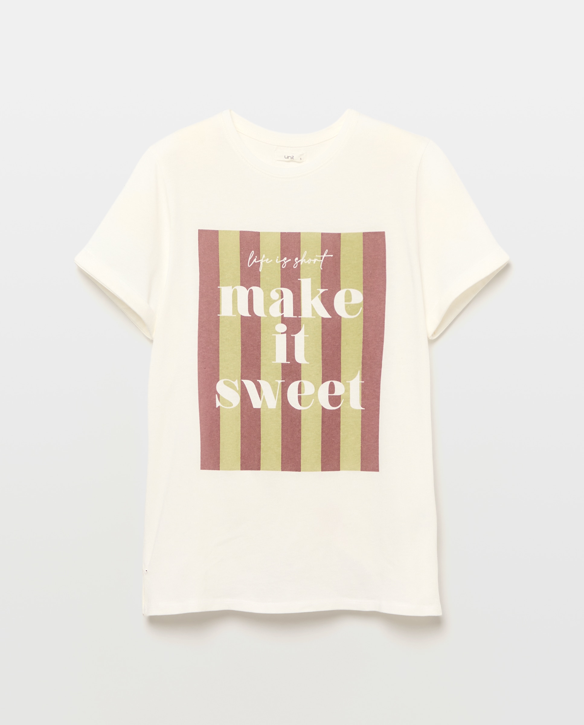 Camiseta estampada de mujer cuello caja Marrón-4