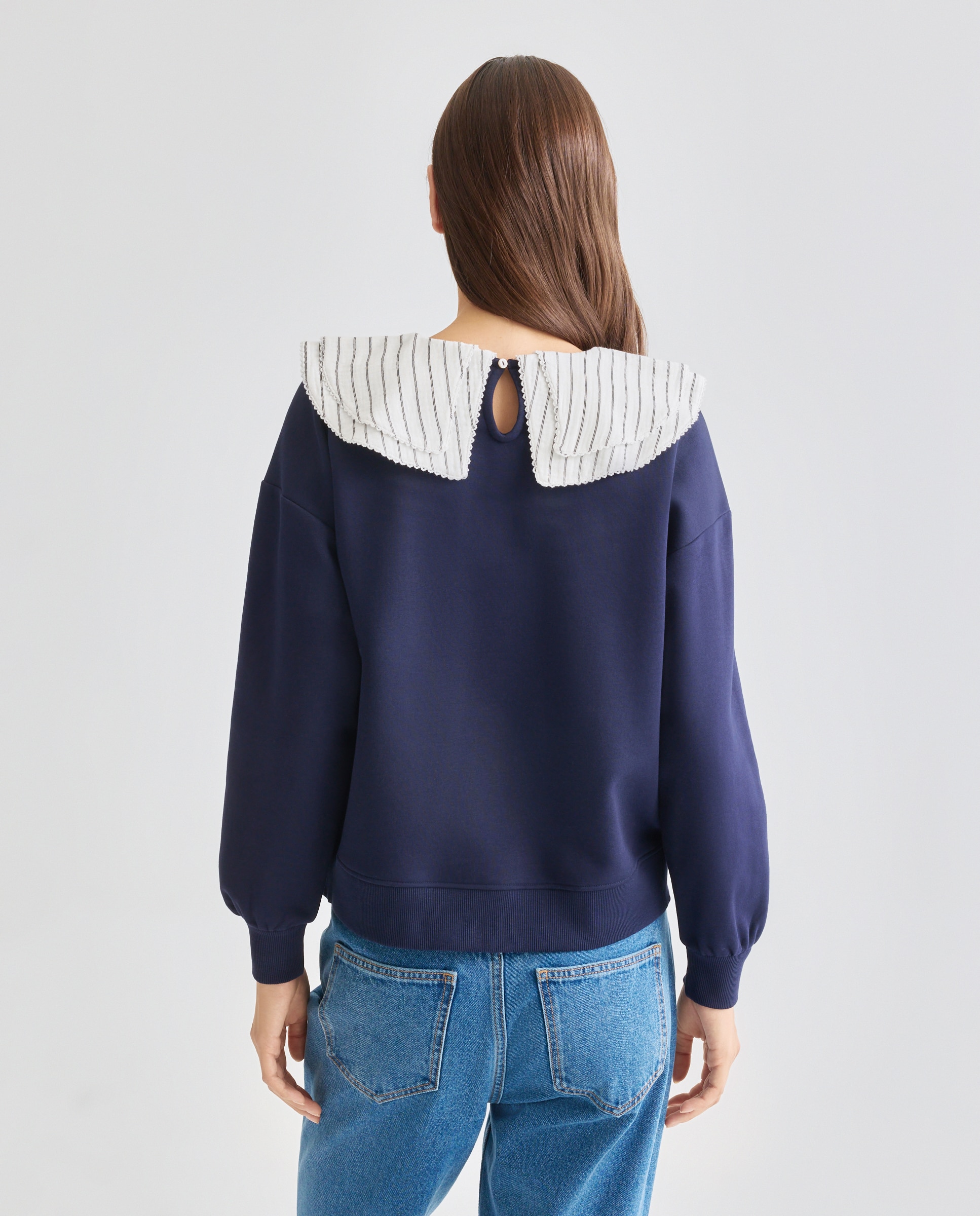 Sudadera de mujer con cuellos Azul marino-3