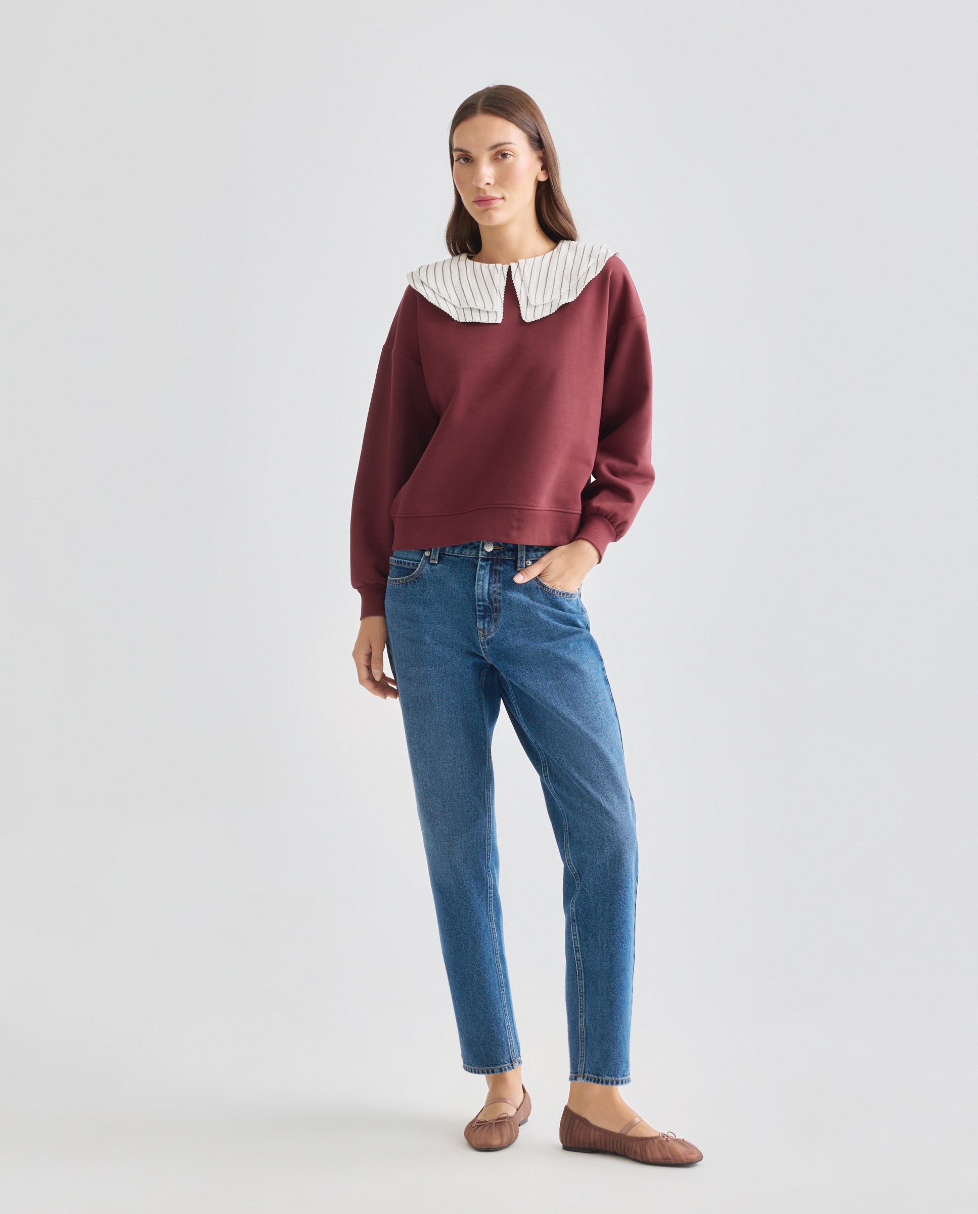 Sudadera de mujer con cuellos 291 Berenjena-2
