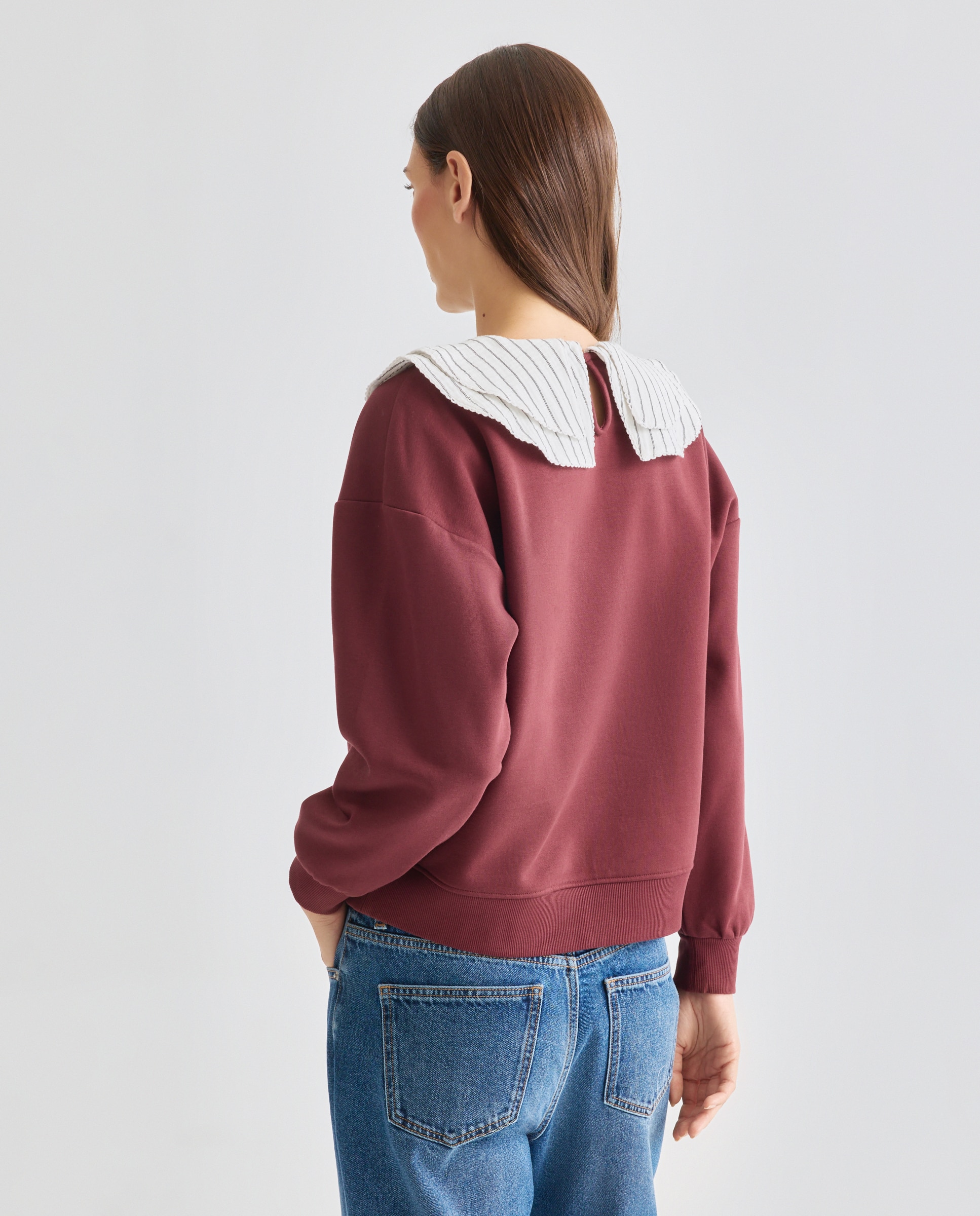 Sudadera de mujer con cuellos 291 Berenjena-3