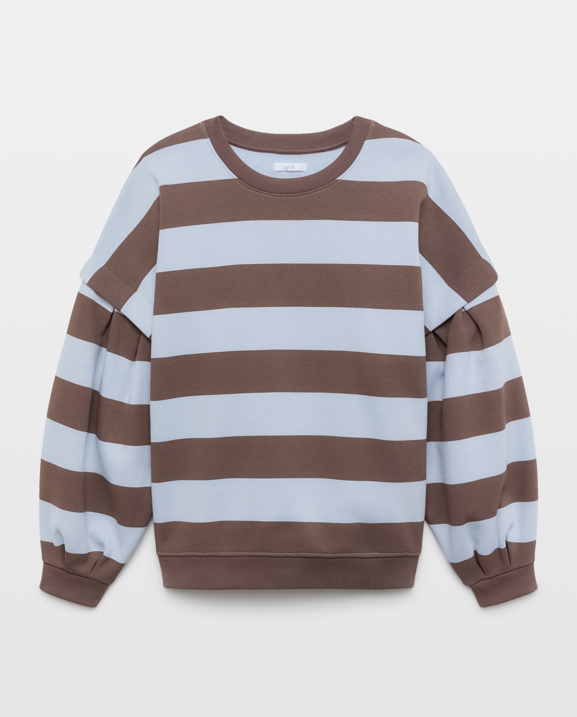 Sudadera de mujer de rayas con manga globo Azul-4