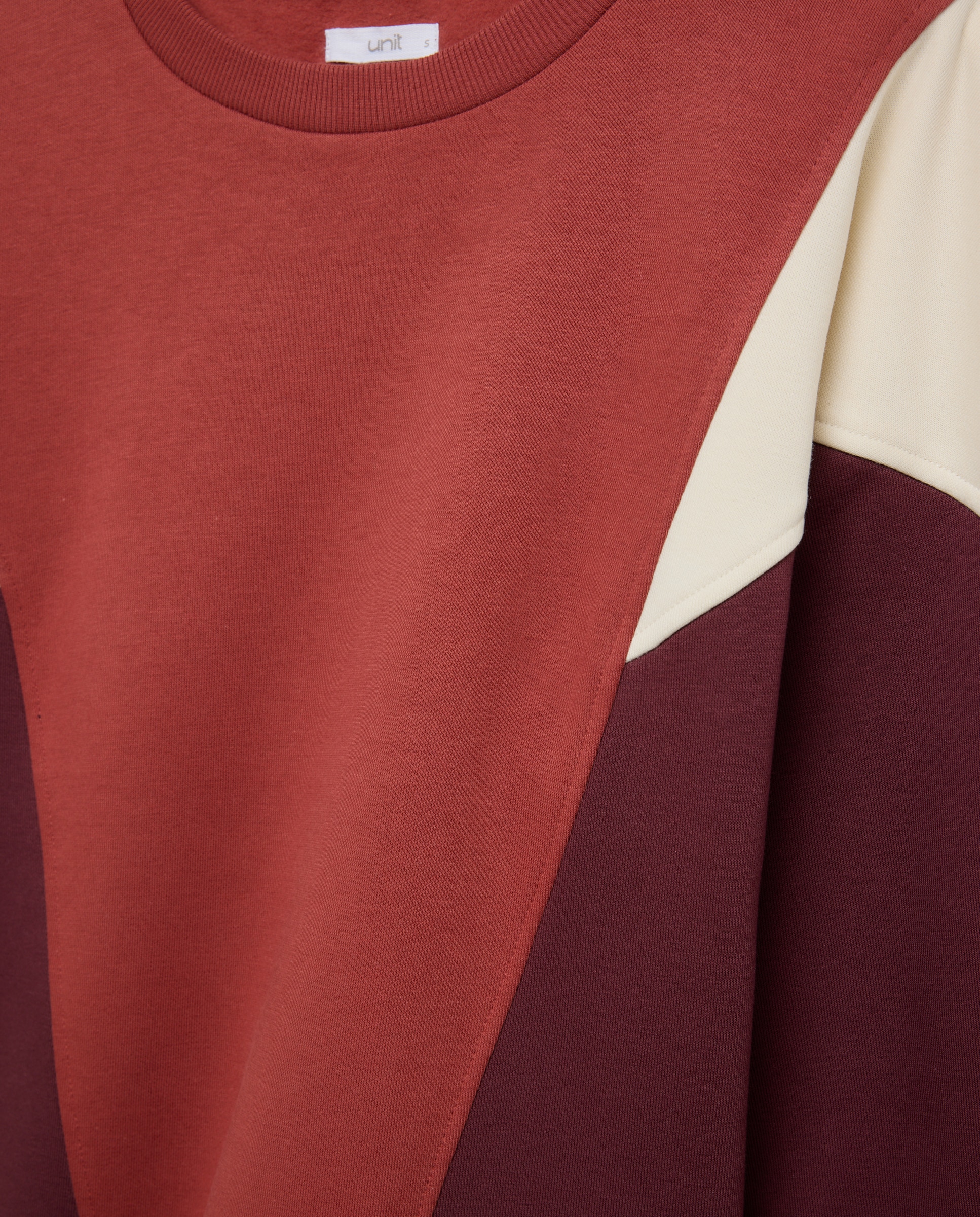 Sudadera de mujer cuello caja color block 291 Berenjena-5