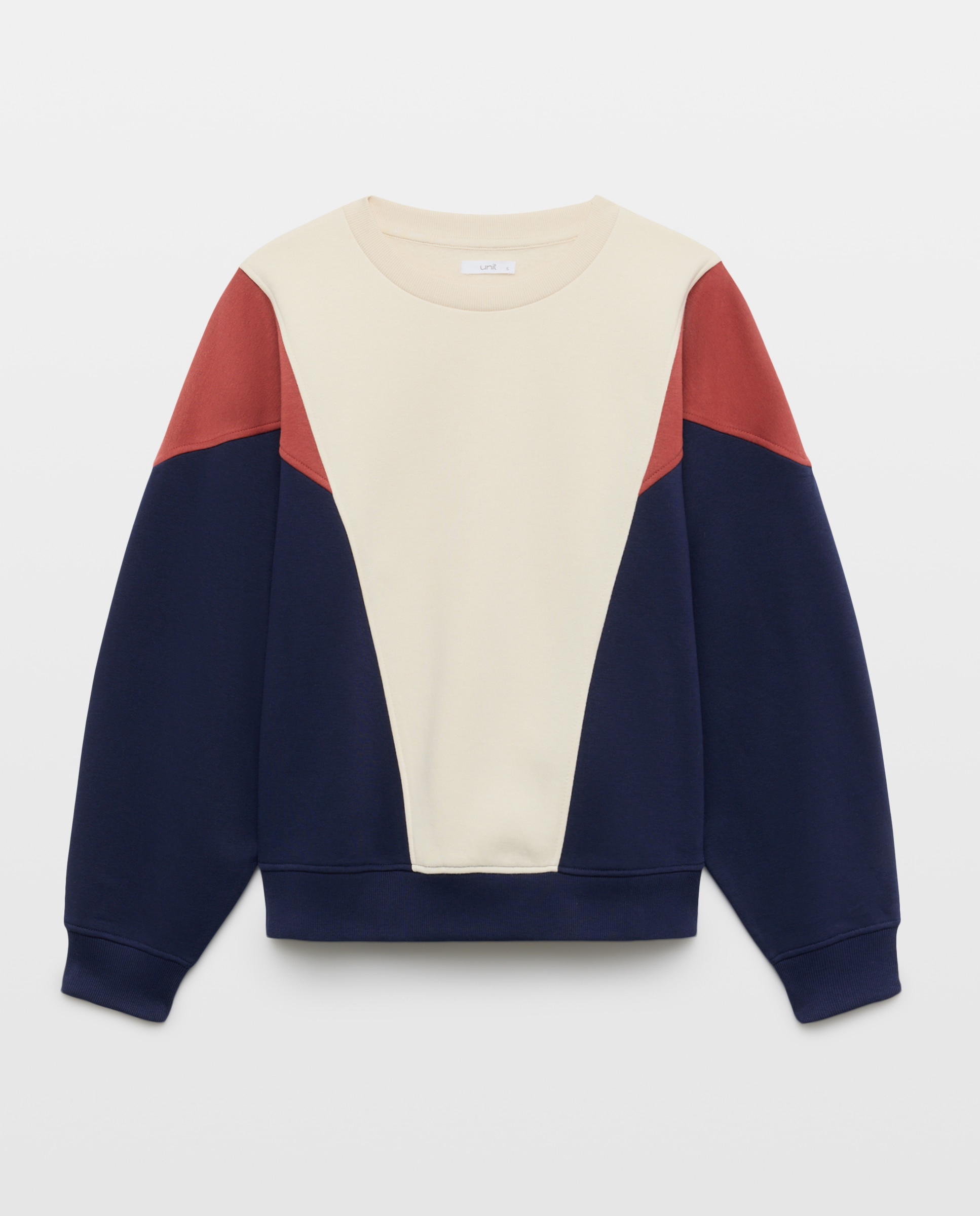 Sudadera de mujer cuello caja color block Azul marino-4