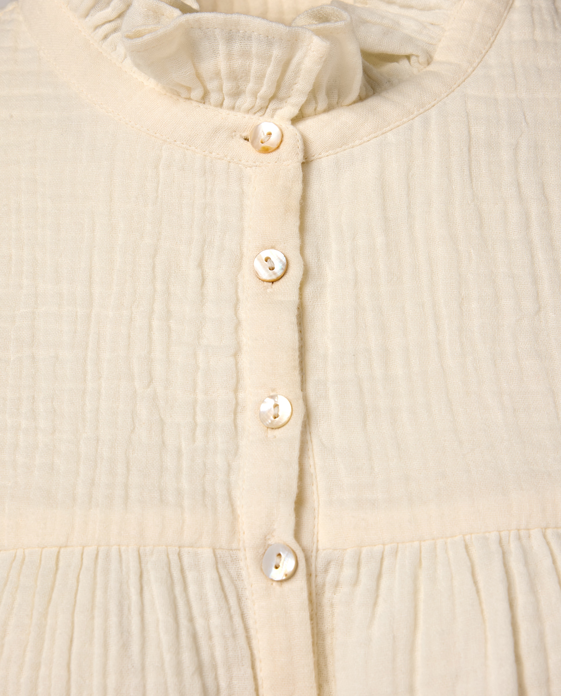Blusa de mujer de algodón canesú Blanco-6