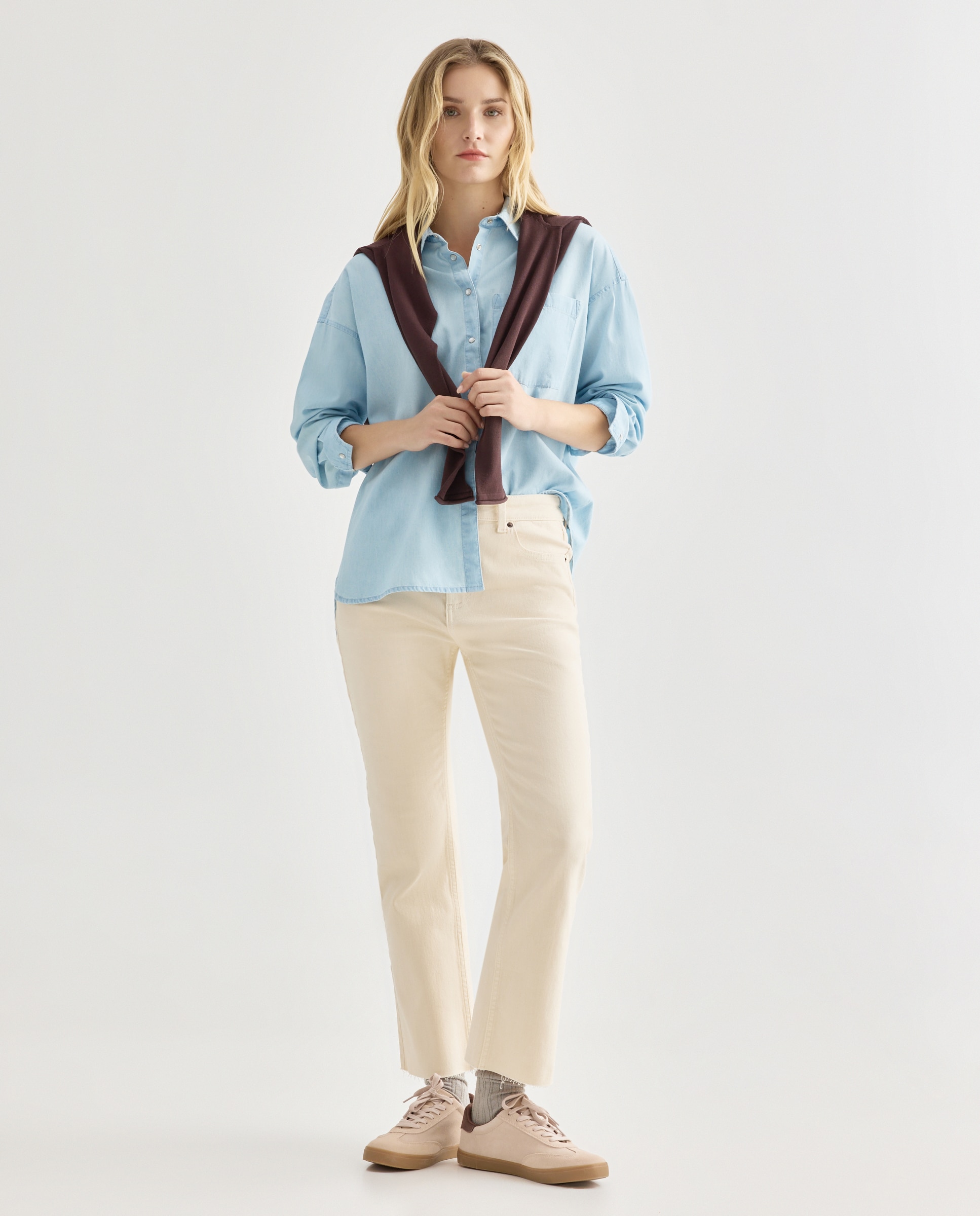 Camisa de mujer light denim Azul pálido-2