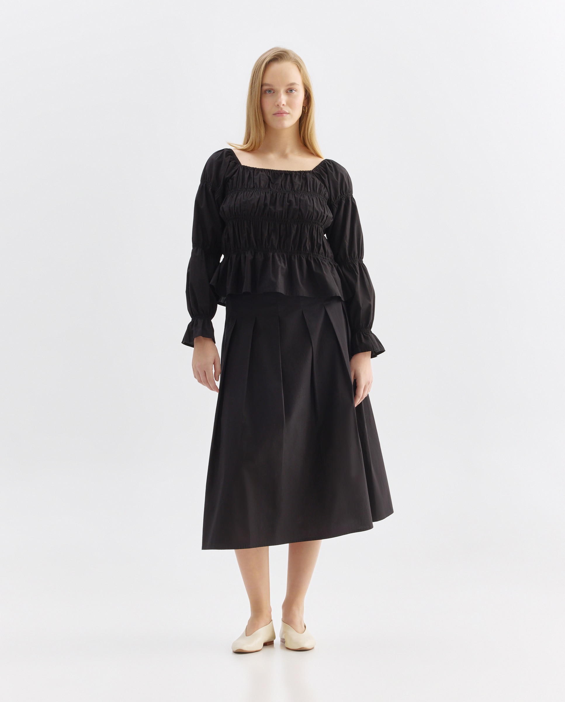 Blusa de mujer smock total look Negro-2