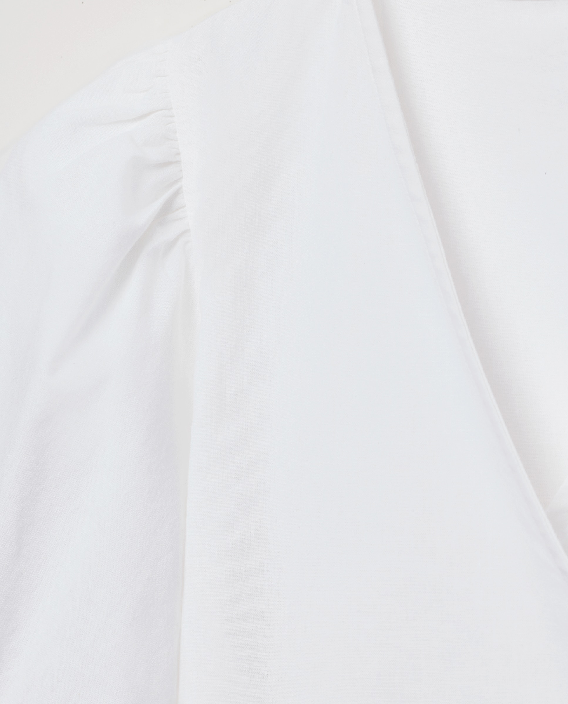Blusa de mujer cruzada con manga abullonada Blanco-5