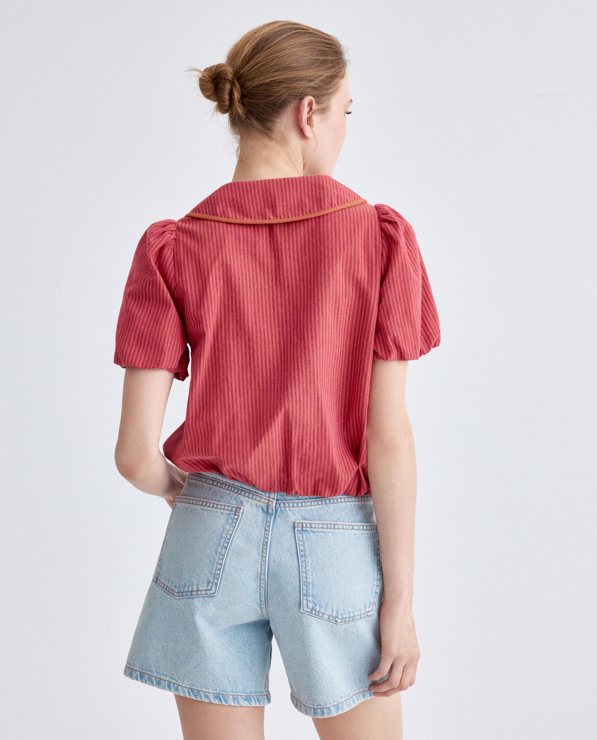 Blusa de mujer de rayas total look Rosa-3