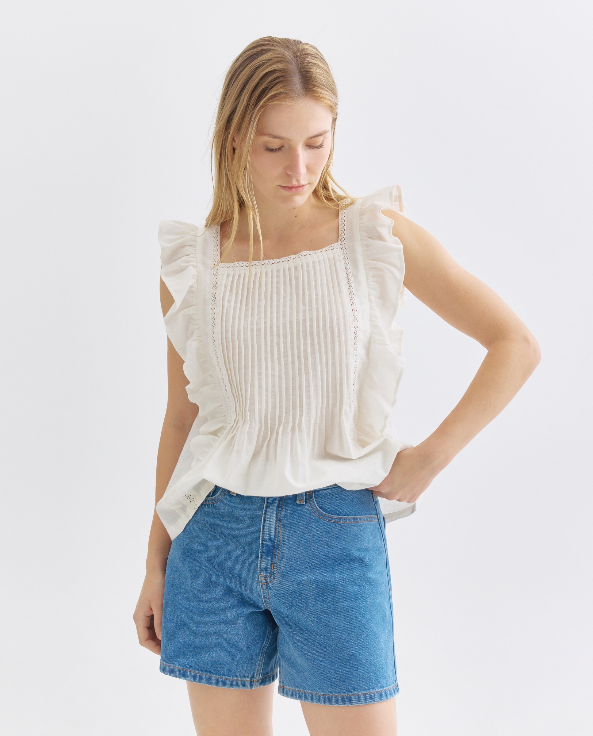 Blusa de mujer romántica 120 Crudo-1