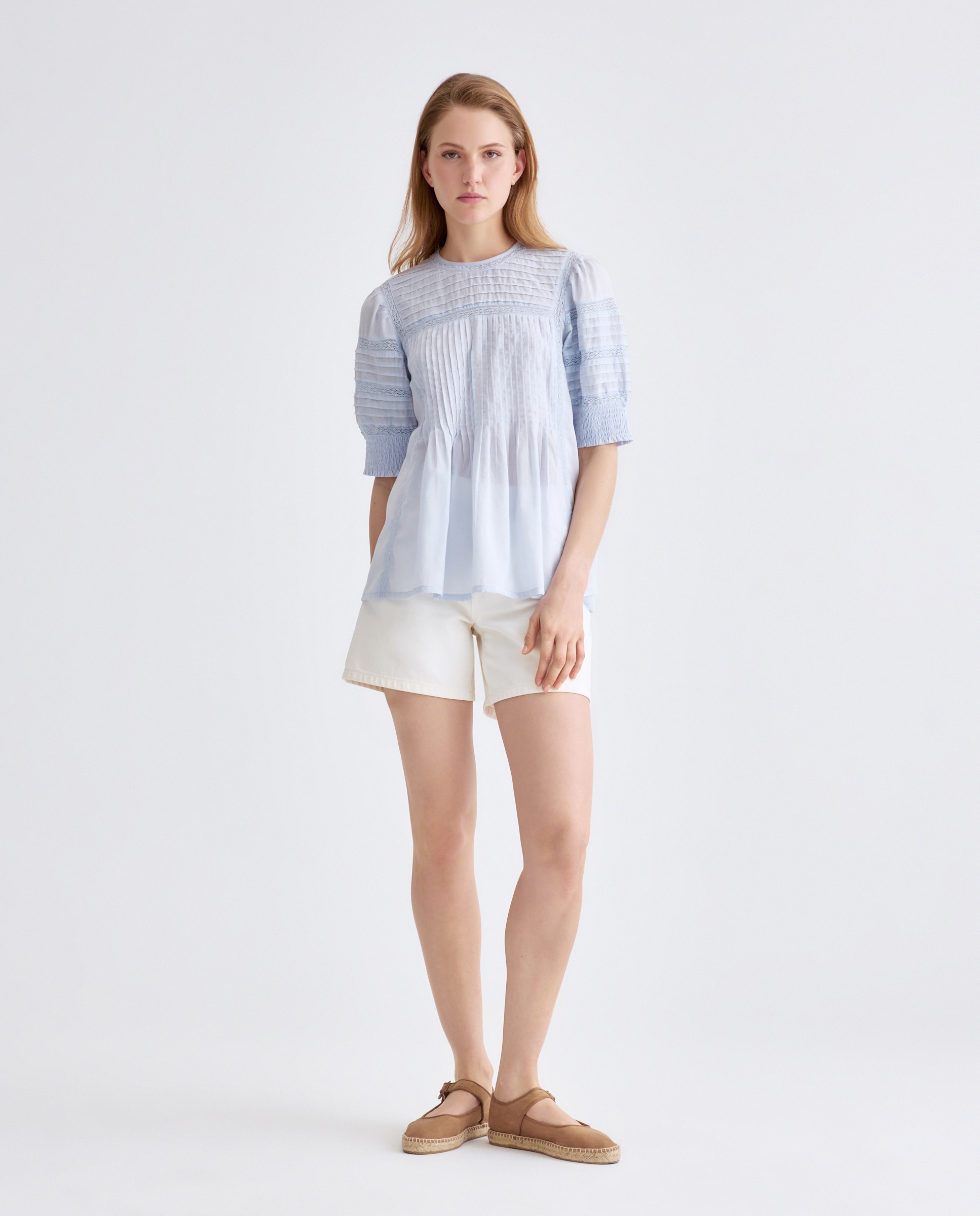 Blusa de mujer romántica Azul claro-2