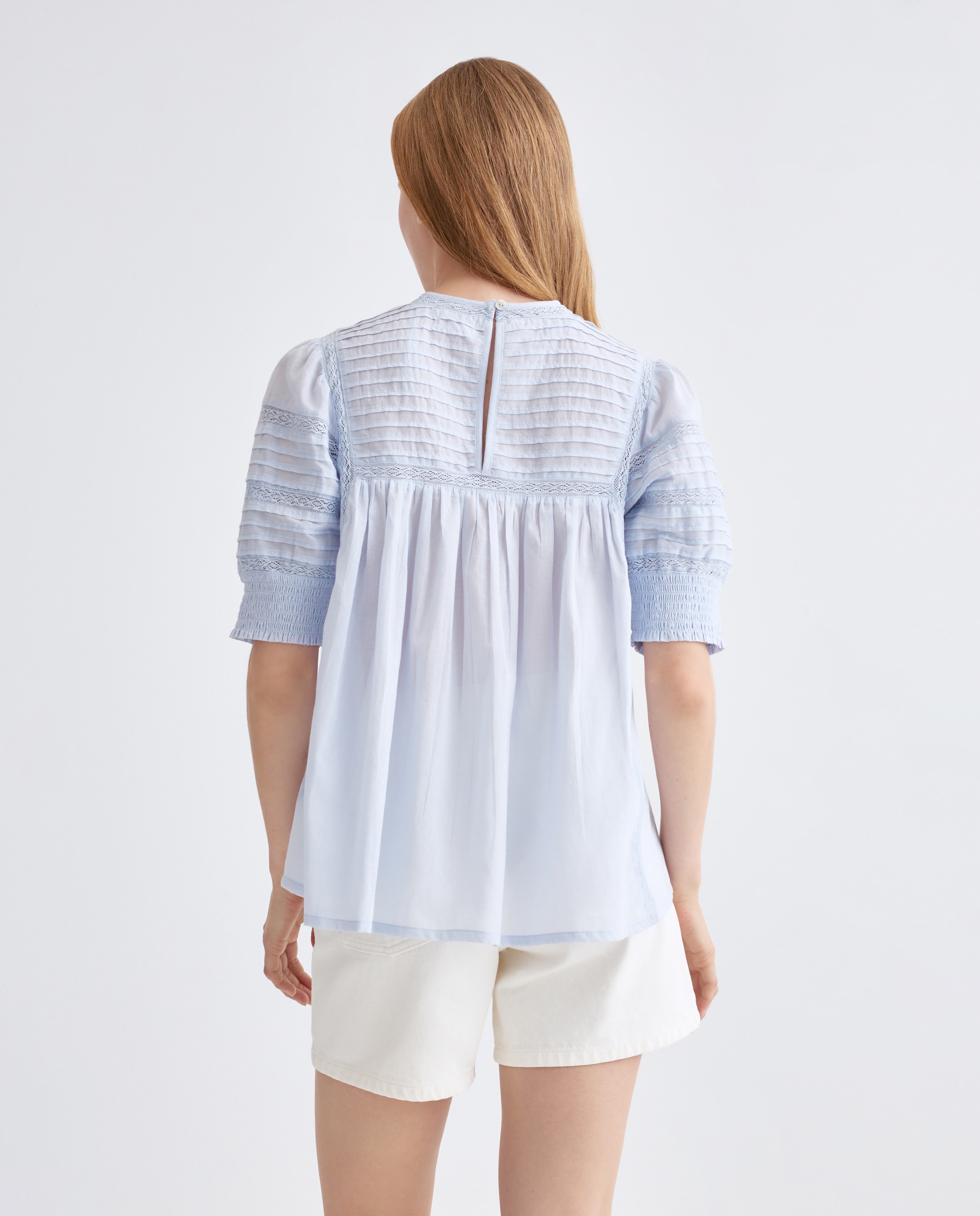 Blusa de mujer romántica Azul claro-3