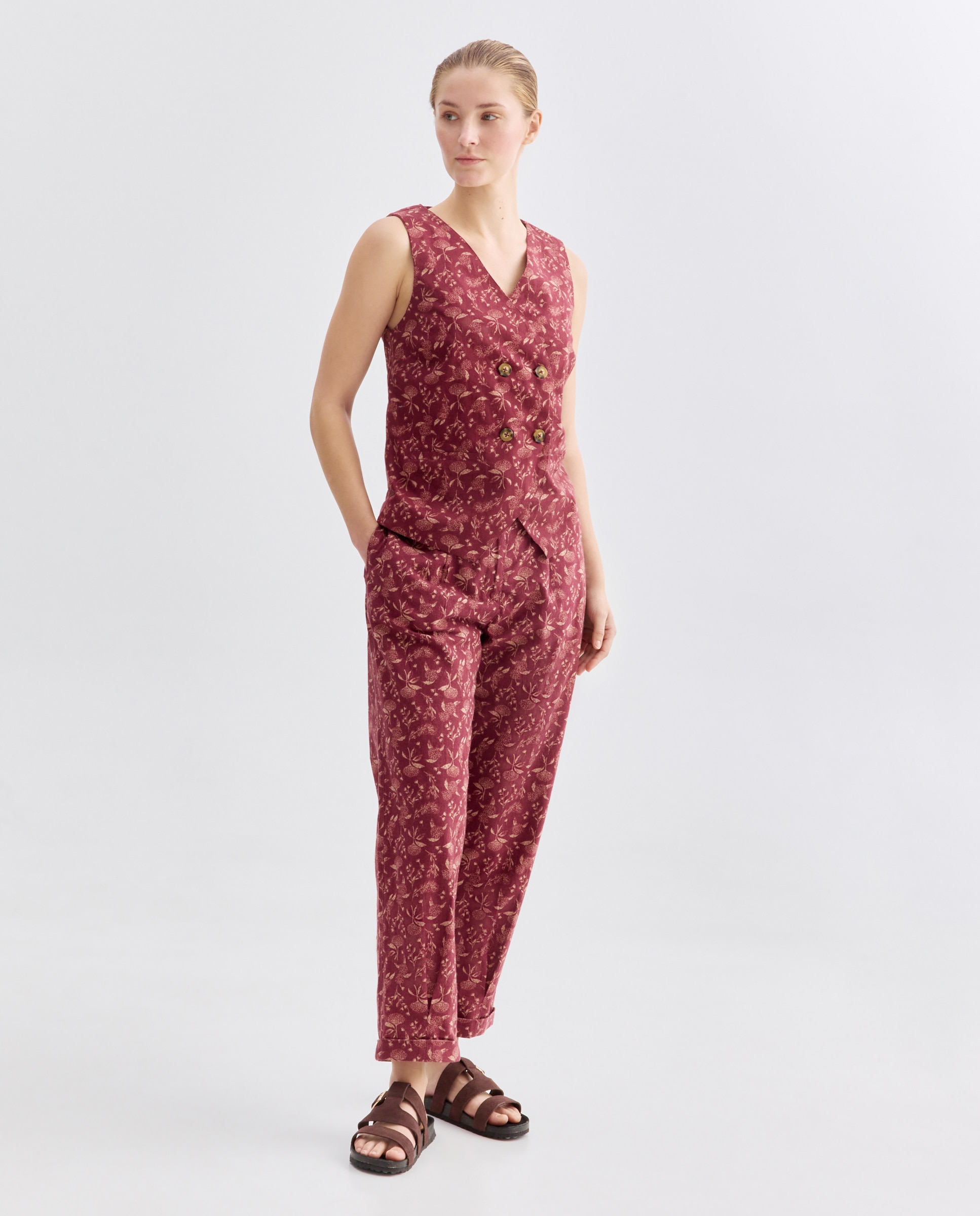 Chaleco de mujer de estampado cruzado total look 200 Rosa-2