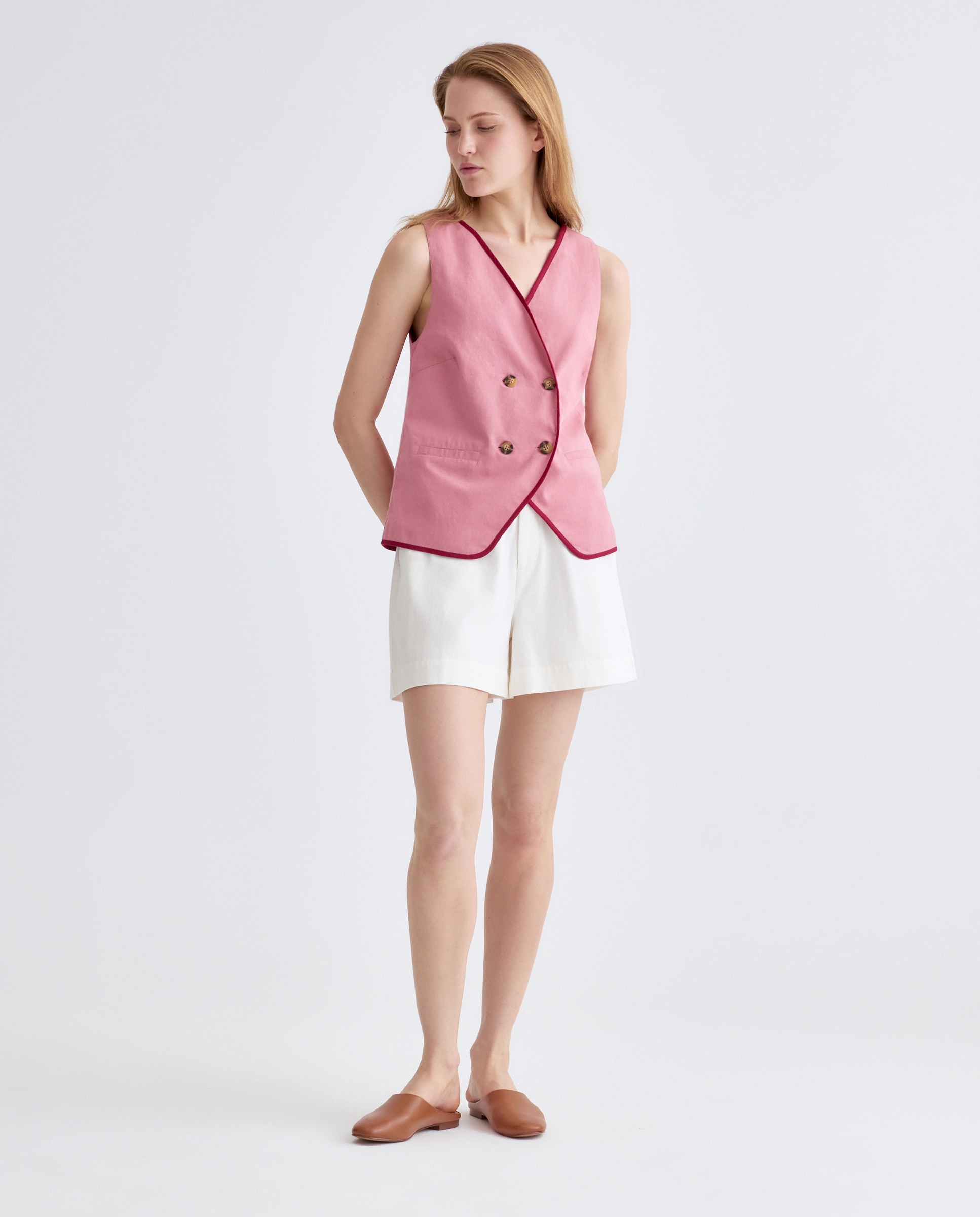 Chaleco de mujer cruzado 200 Rosa-2
