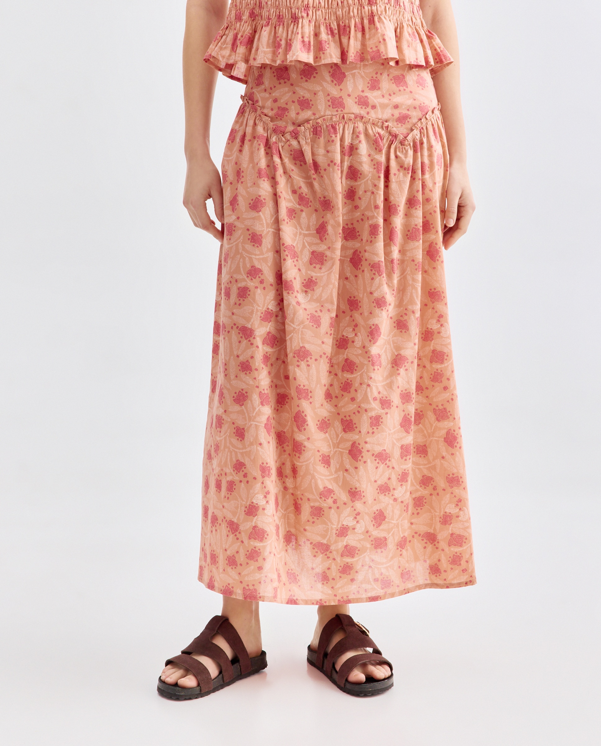 Falda de mujer de flores total look Rosa-2