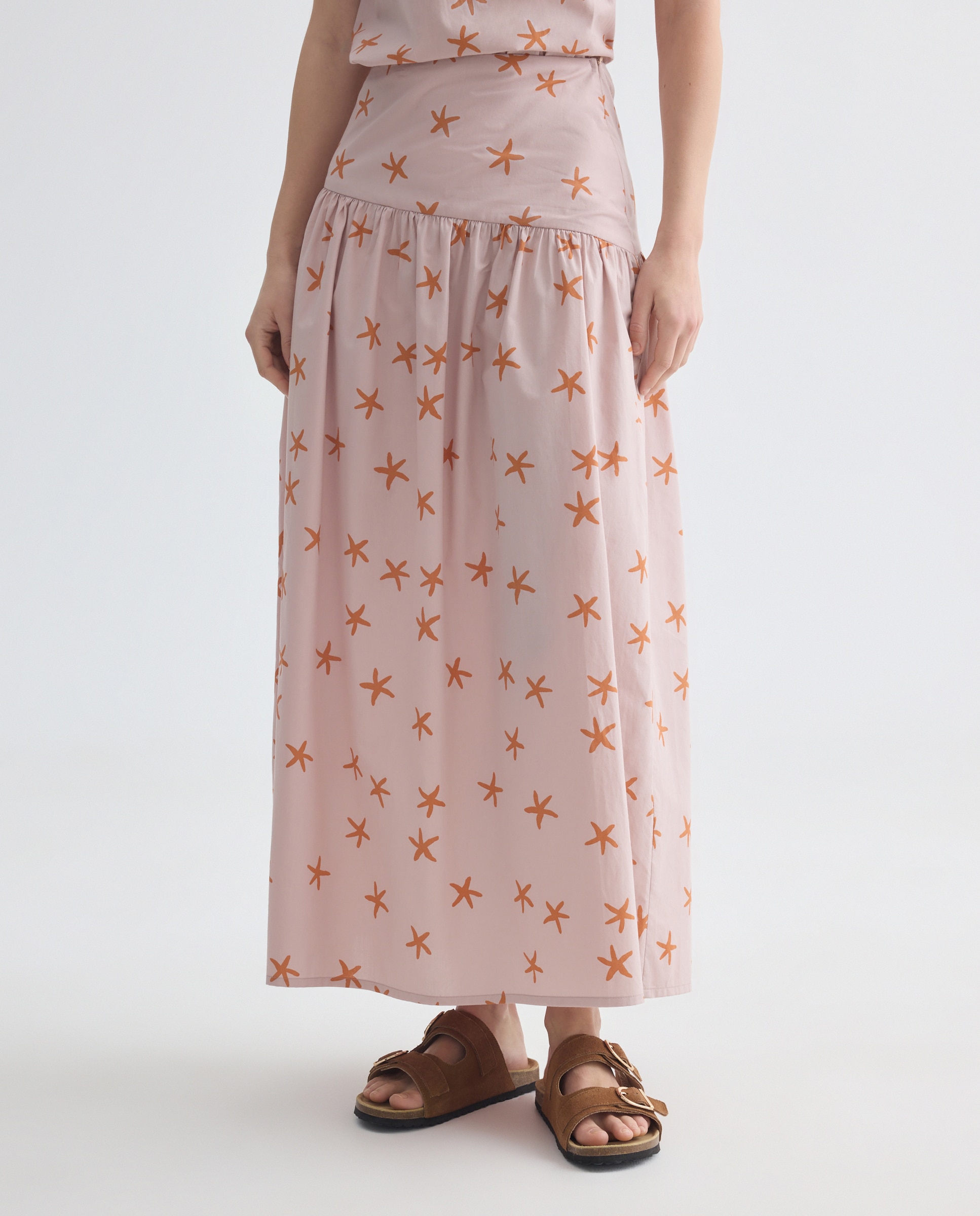 Falda de mujer asimétrica estampada total look Rosa-2