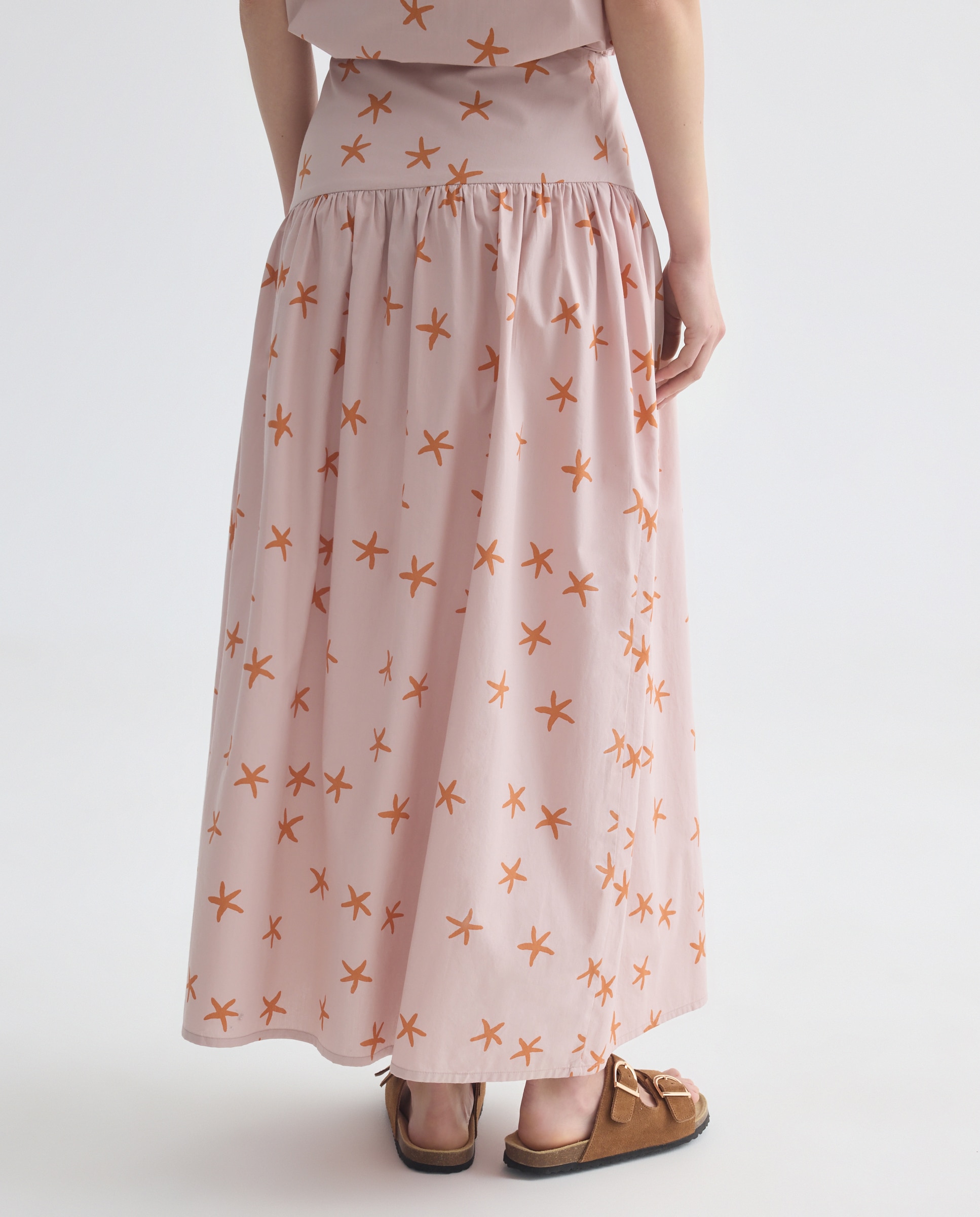 Falda de mujer asimétrica estampada total look Rosa-3