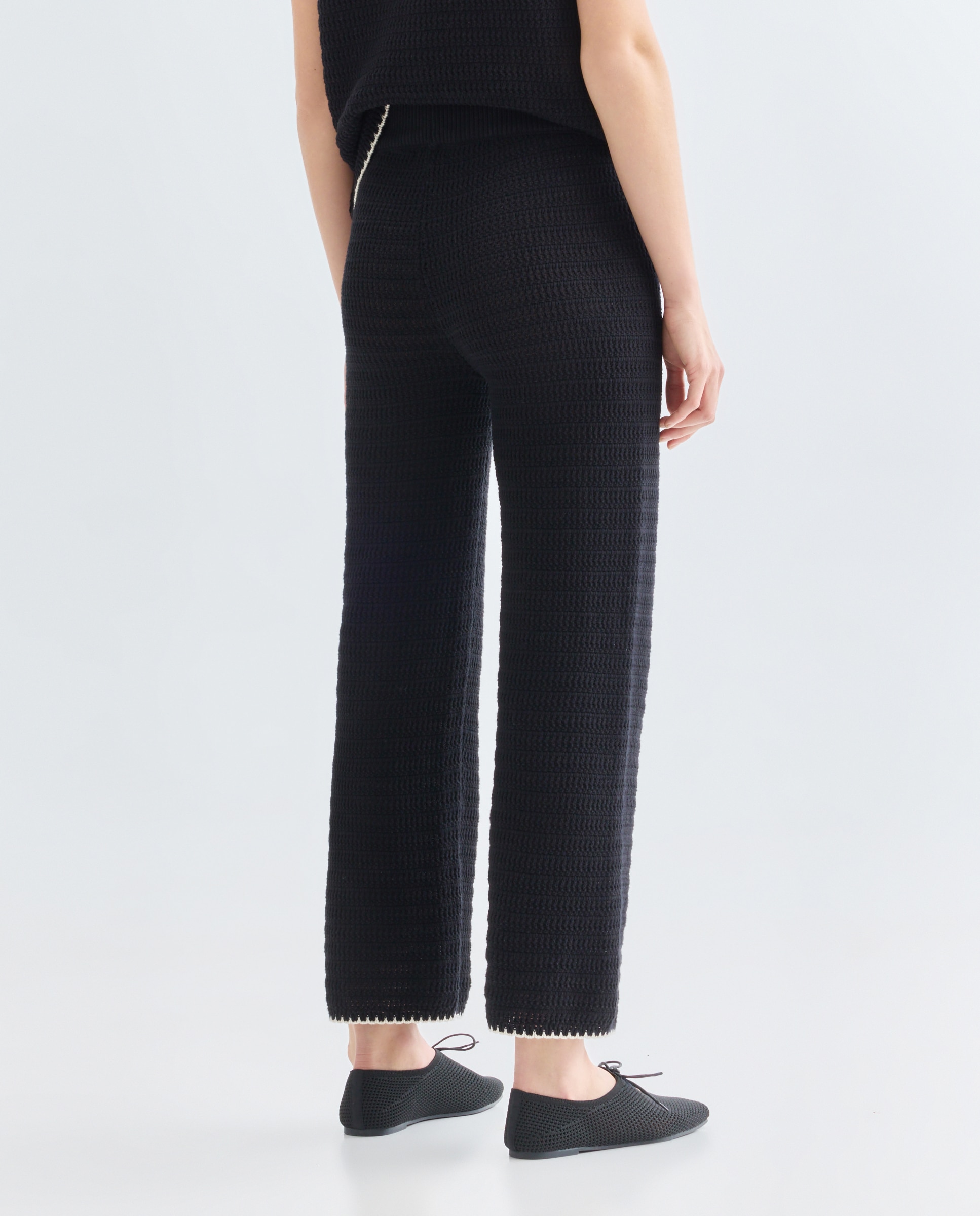 Pantalón de mujer de algodón con contrastes Negro-3