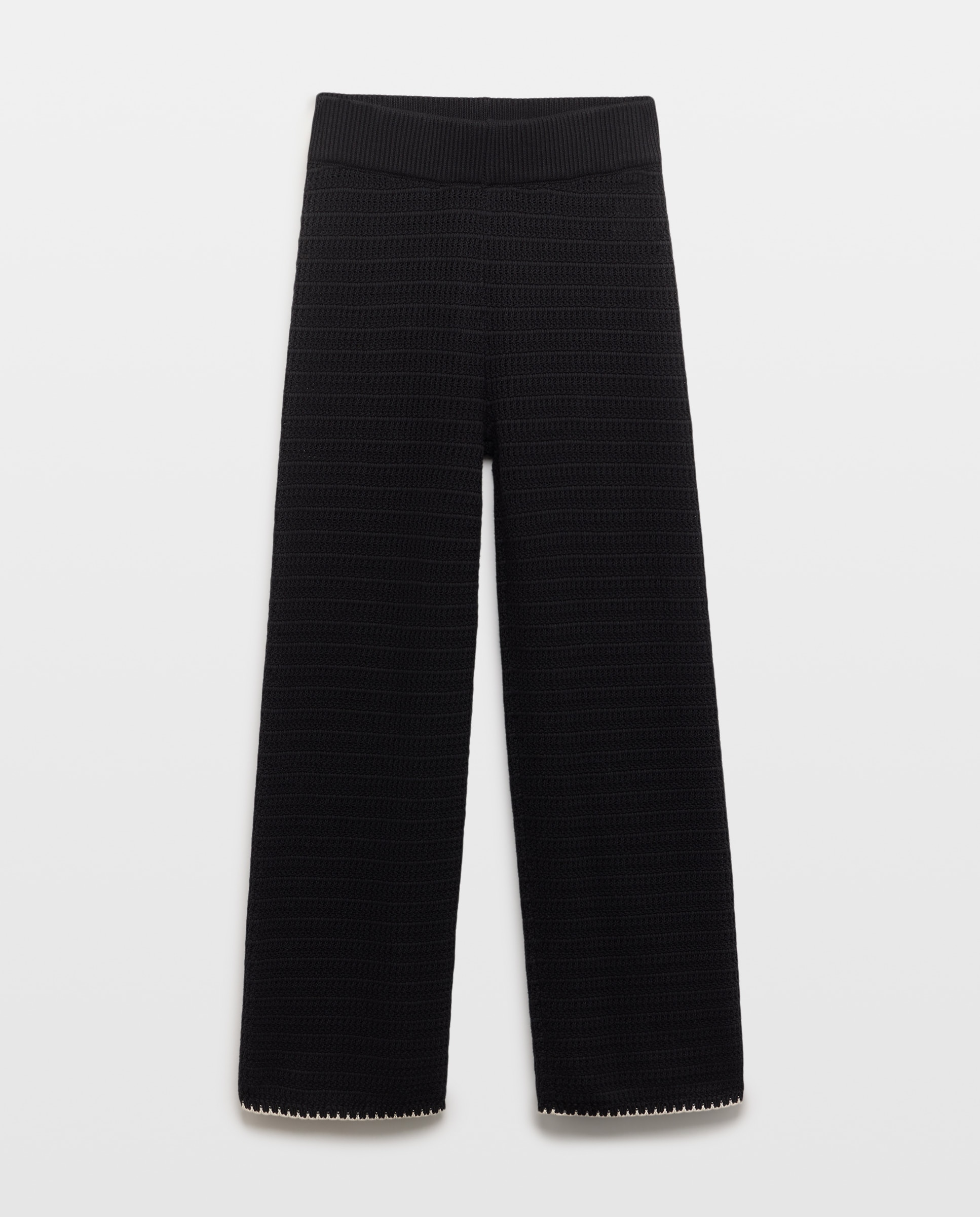 Pantalón de mujer de algodón con contrastes Negro-4
