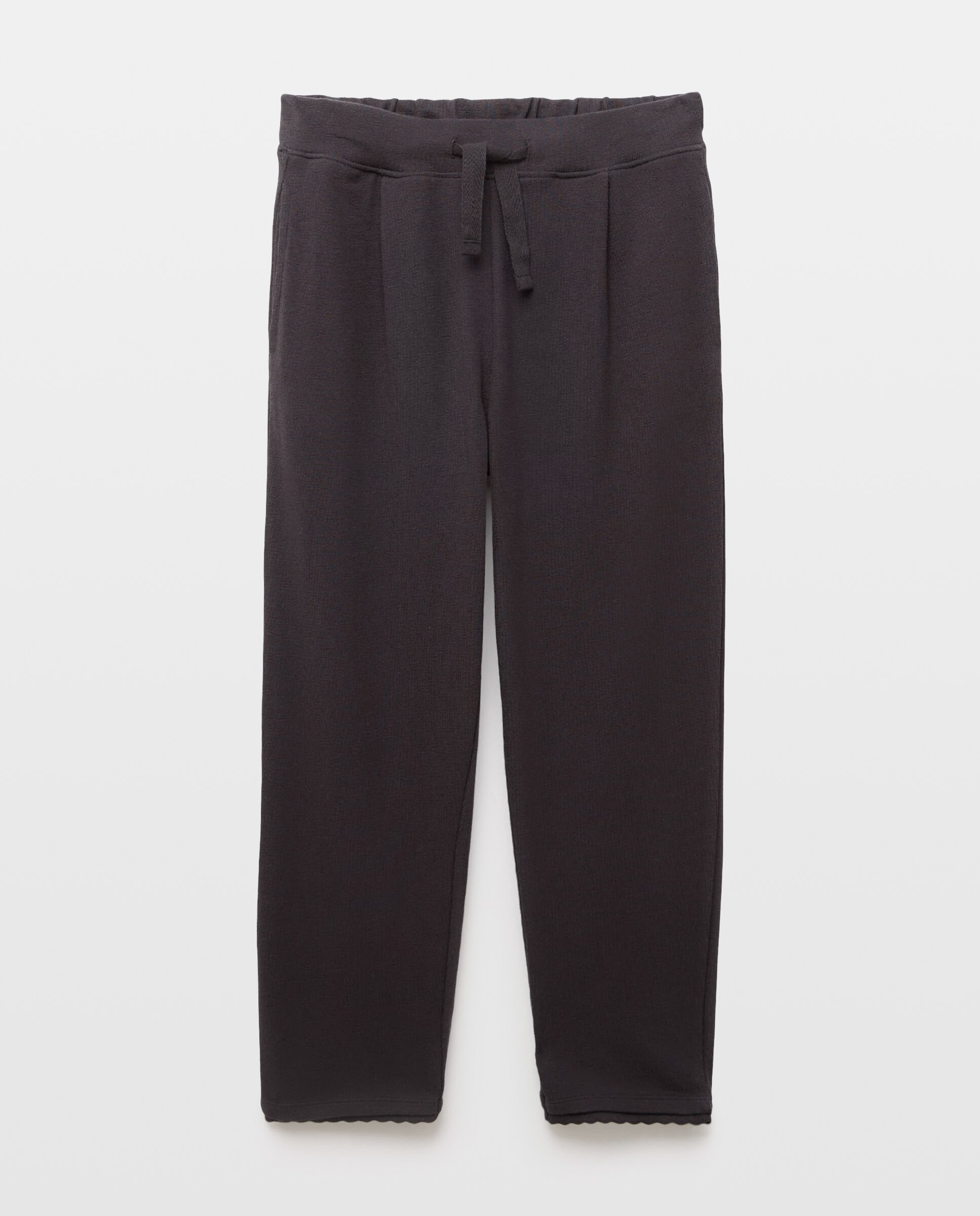 Pantalón de mujer de punto bajo ribete ondas Negro-4