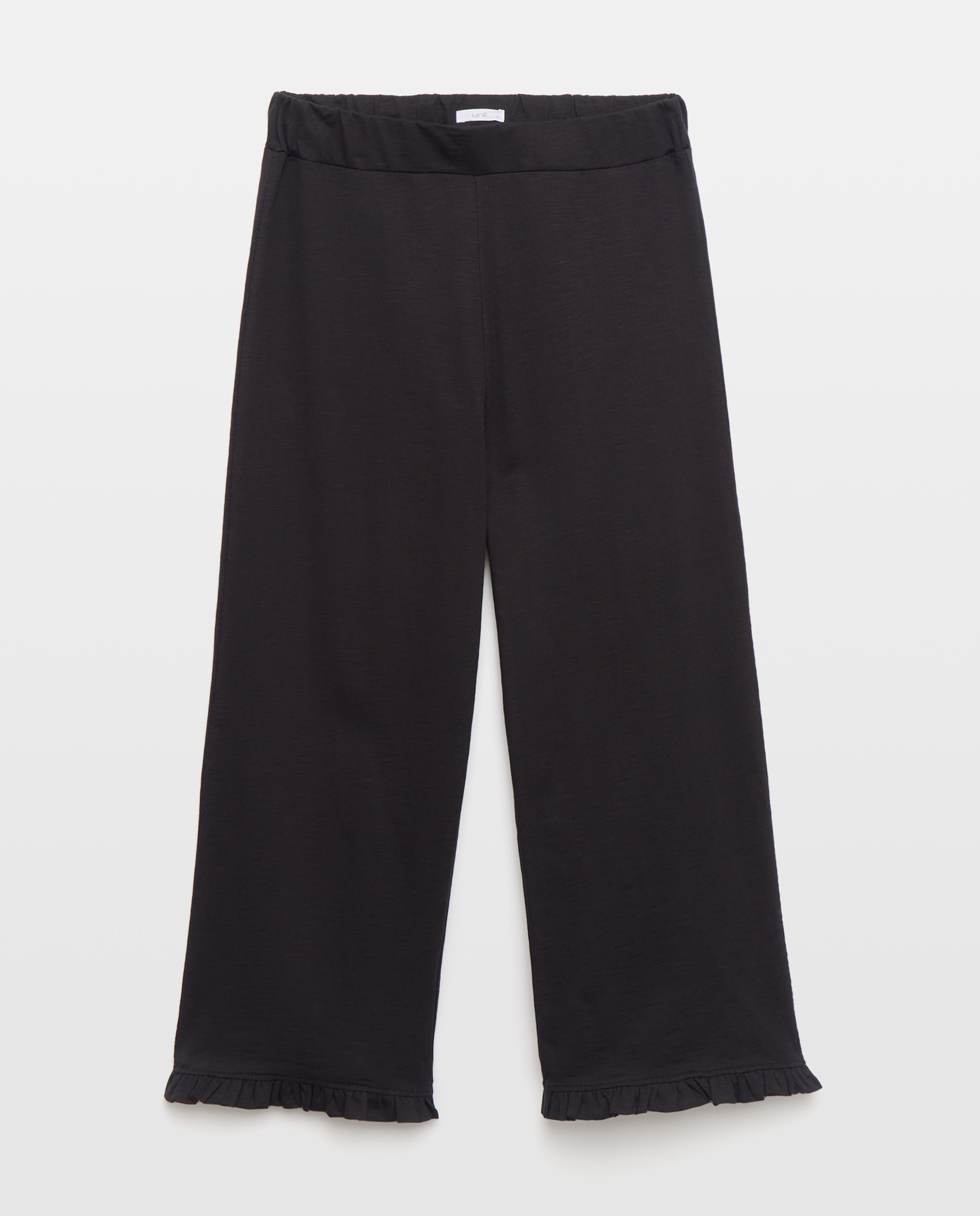 Pantalón ancho mujer con volantes en el bajo 800 Negro-4