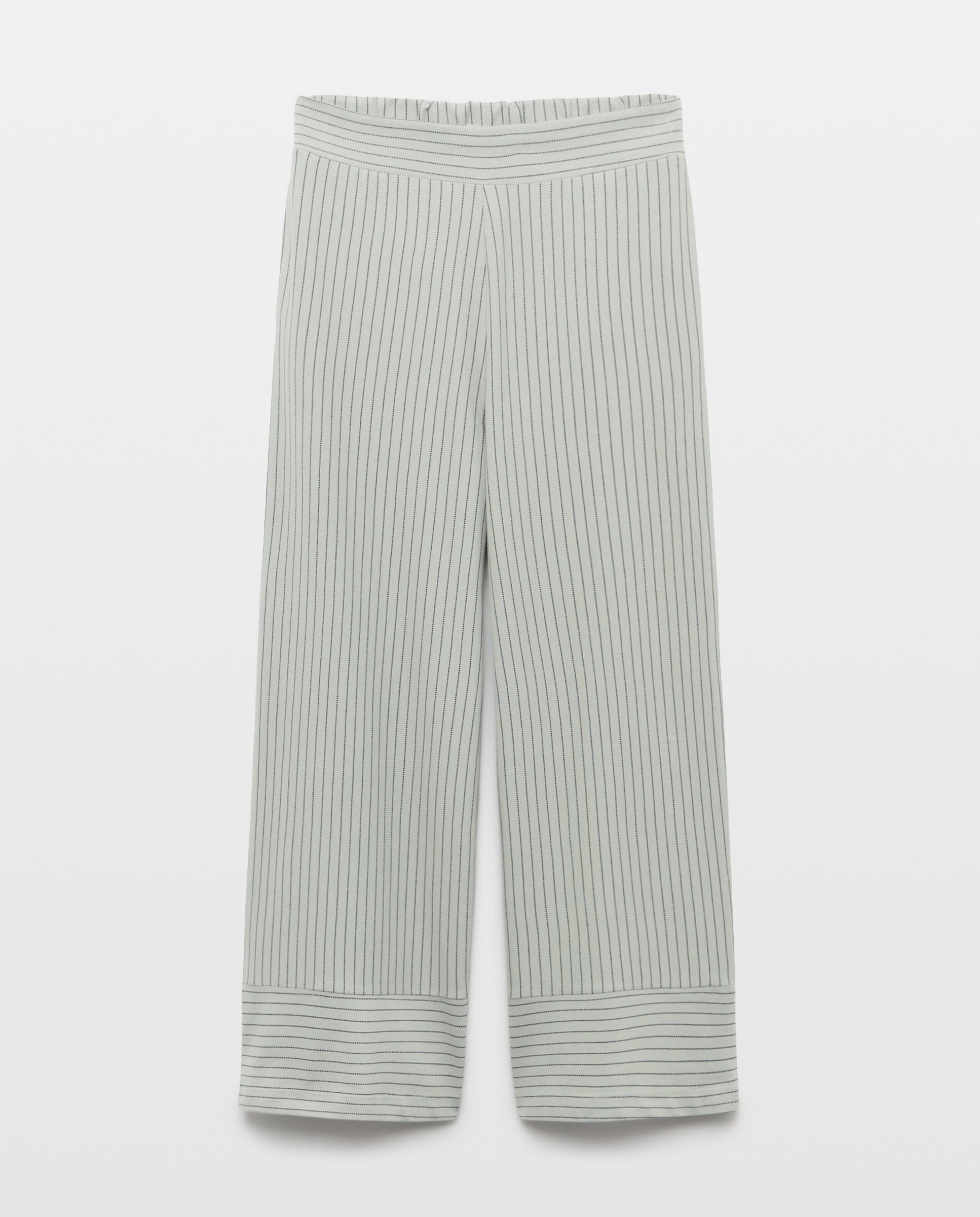 Pantalon de mujer ancho de rayas Verde-4