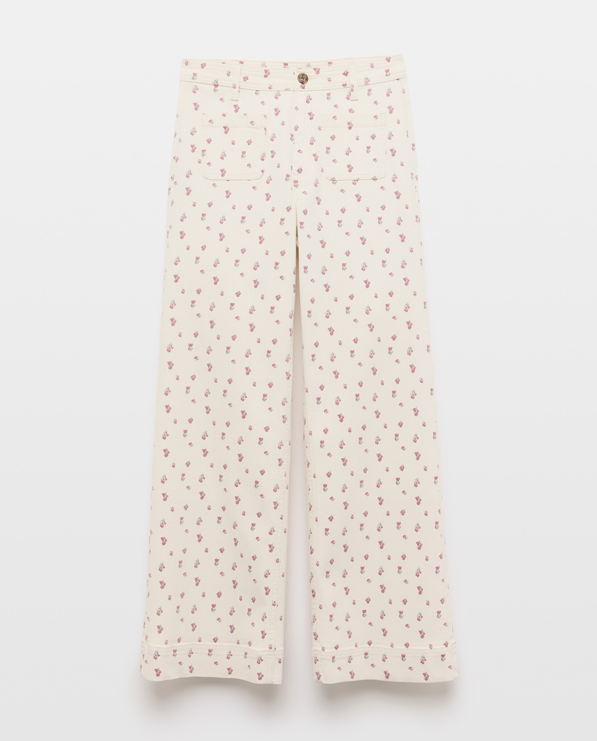 Pantalón de mujer wide-leg de flores con bolsillos Multicolor-4