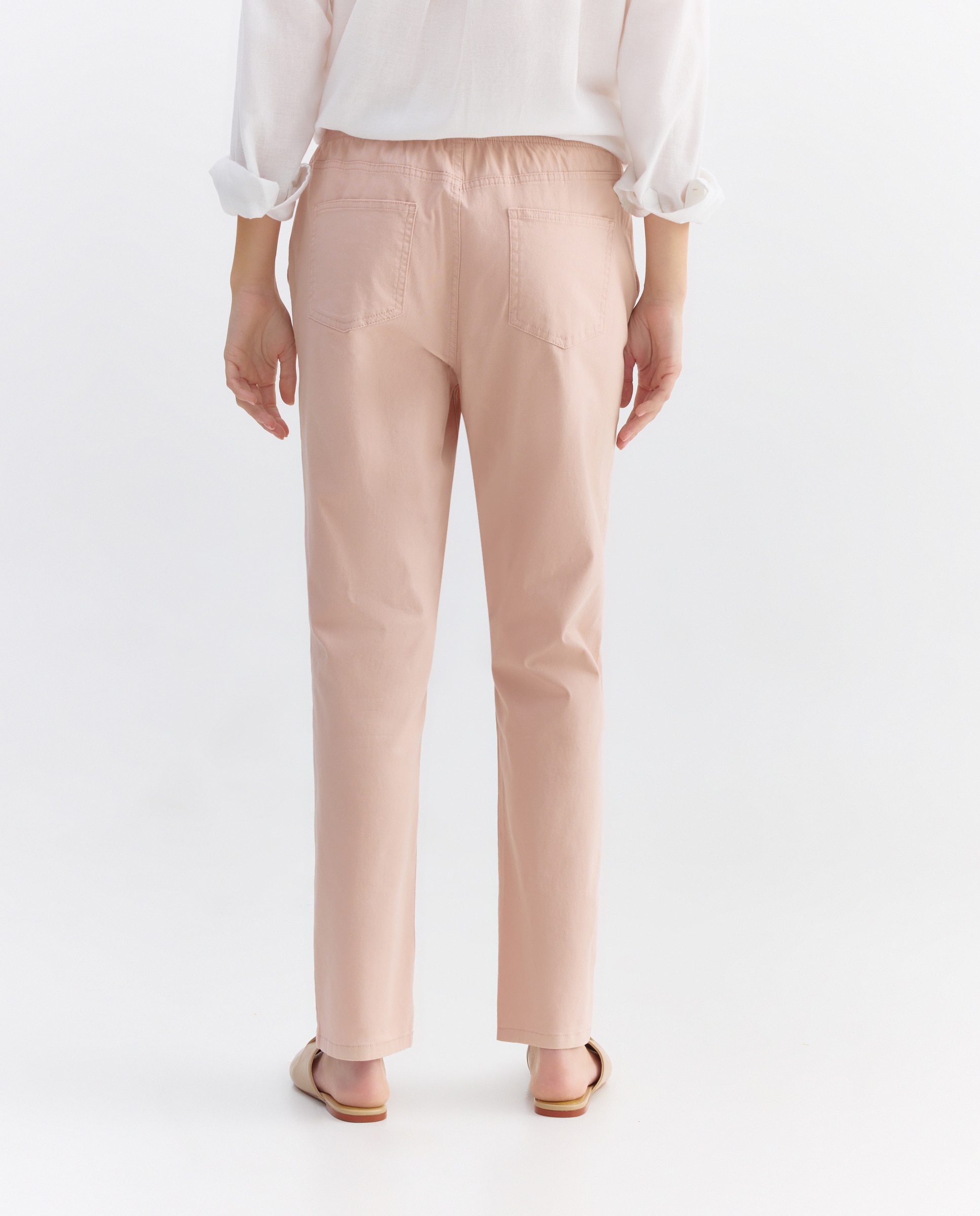 Pantalón largo con goma elástica de mujer 220 Rosa palo-3