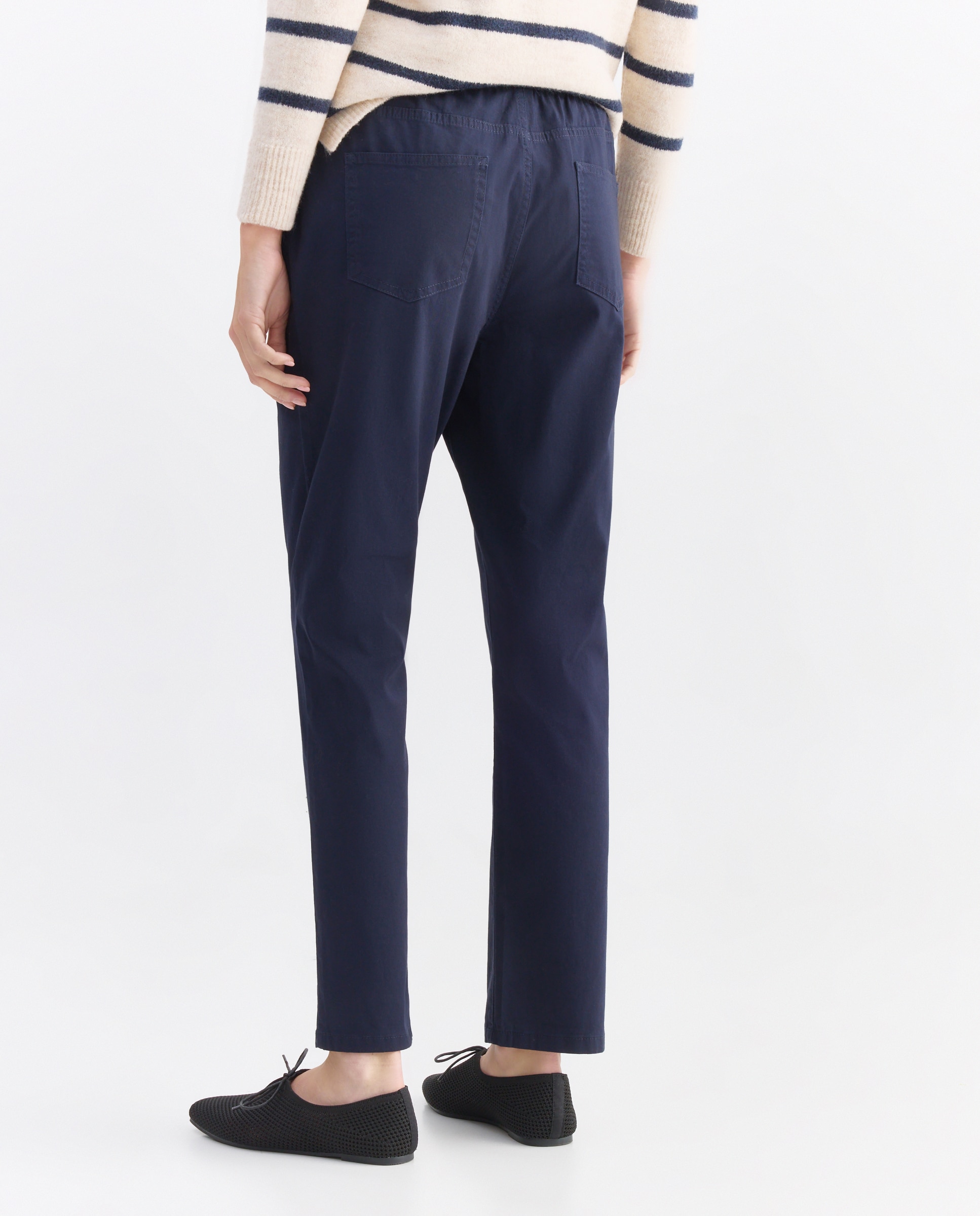 Pantalón largo con goma elástica de mujer Marino-3