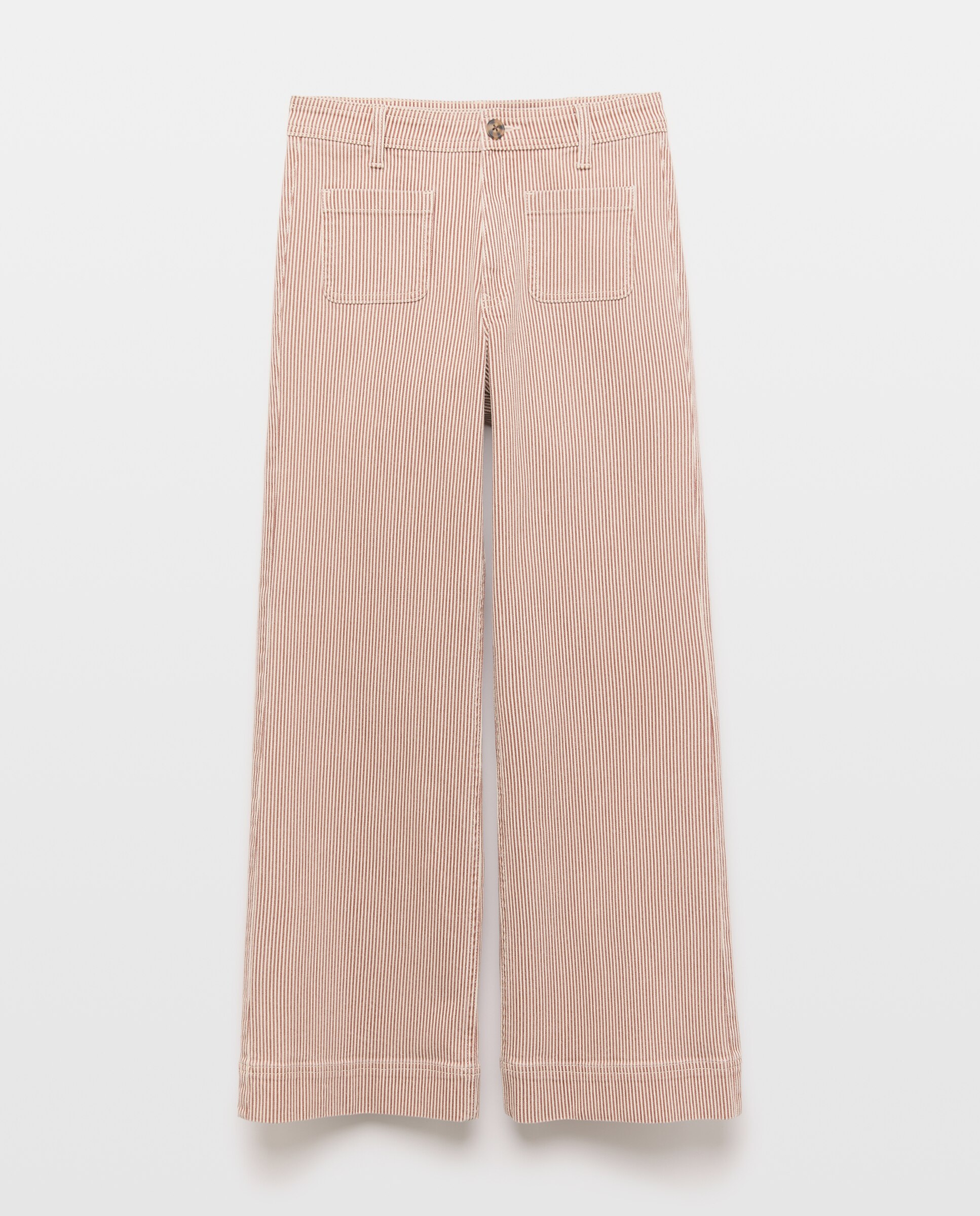 Pantalón de mujer wide-leg de rayas con bolsillos Marrón-4