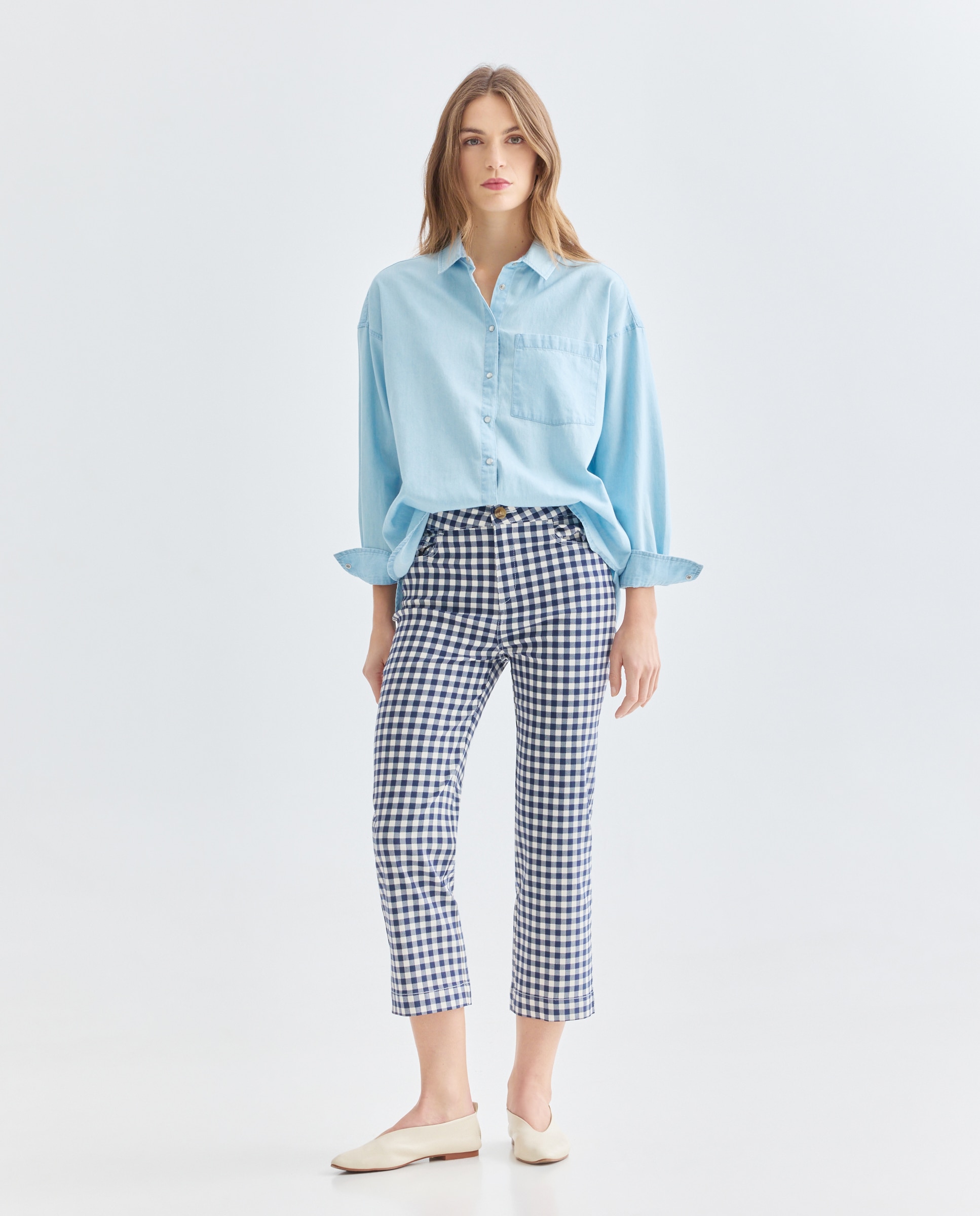 Imagen 0 de Pantalon de mujer recto de cuadros vichy