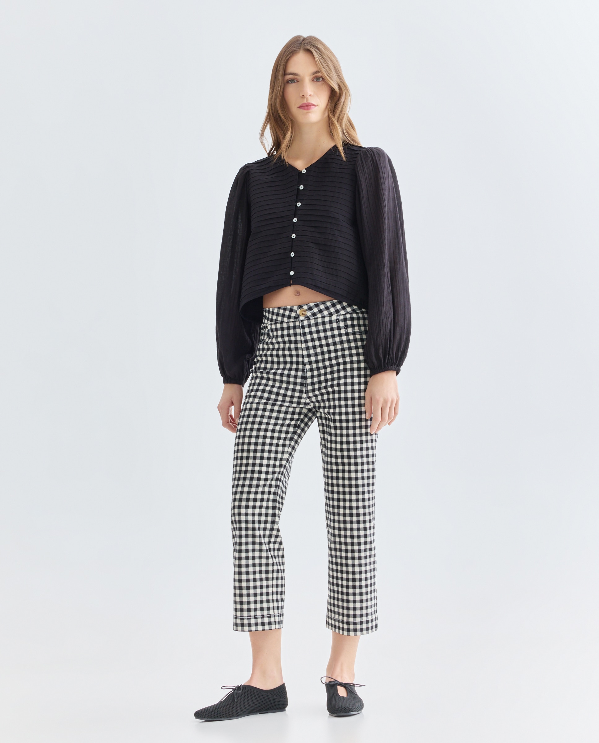 Imagen 0 de Pantalon de mujer recto de cuadros vichy