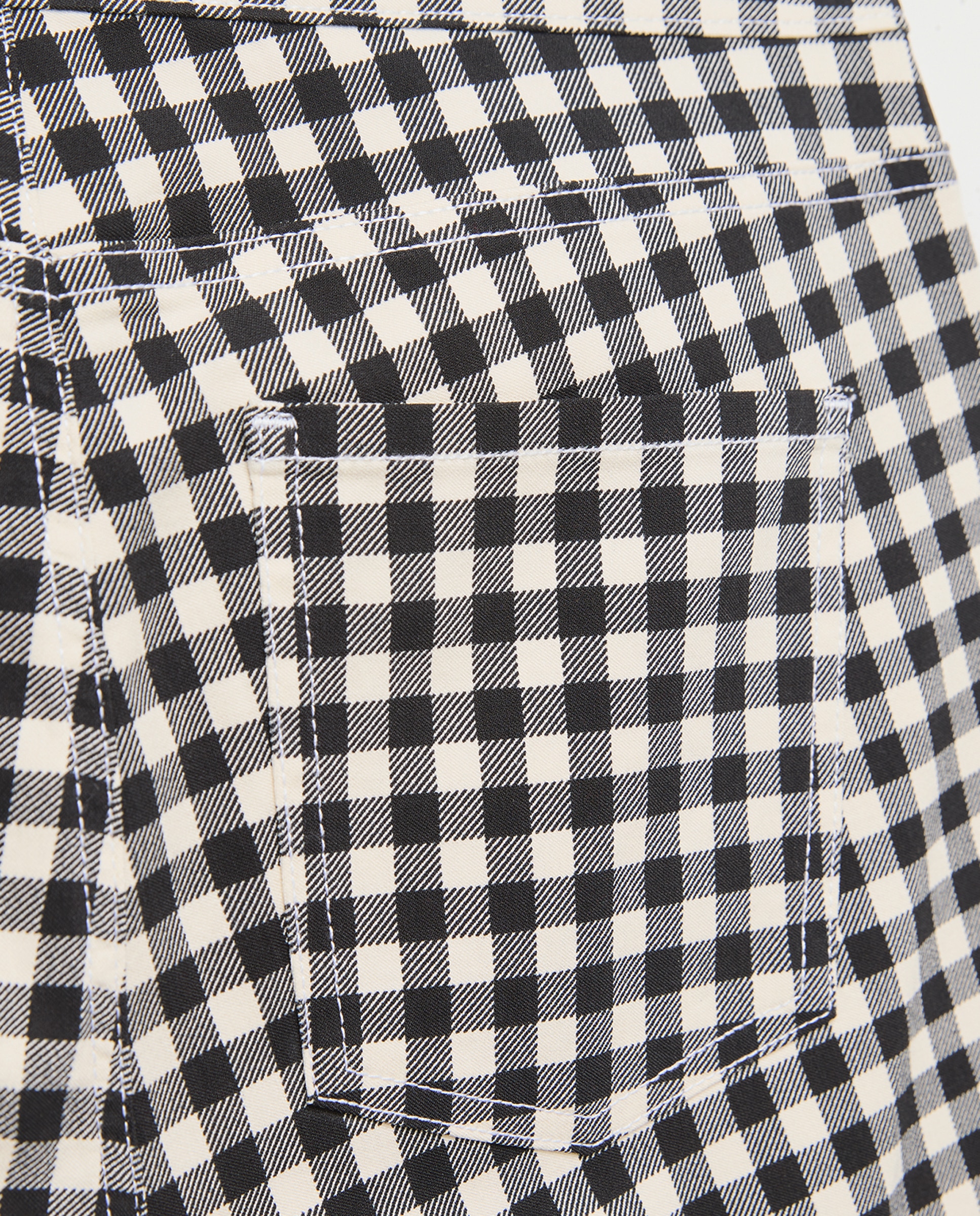 Pantalon de mujer recto de cuadros vichy Negro-5