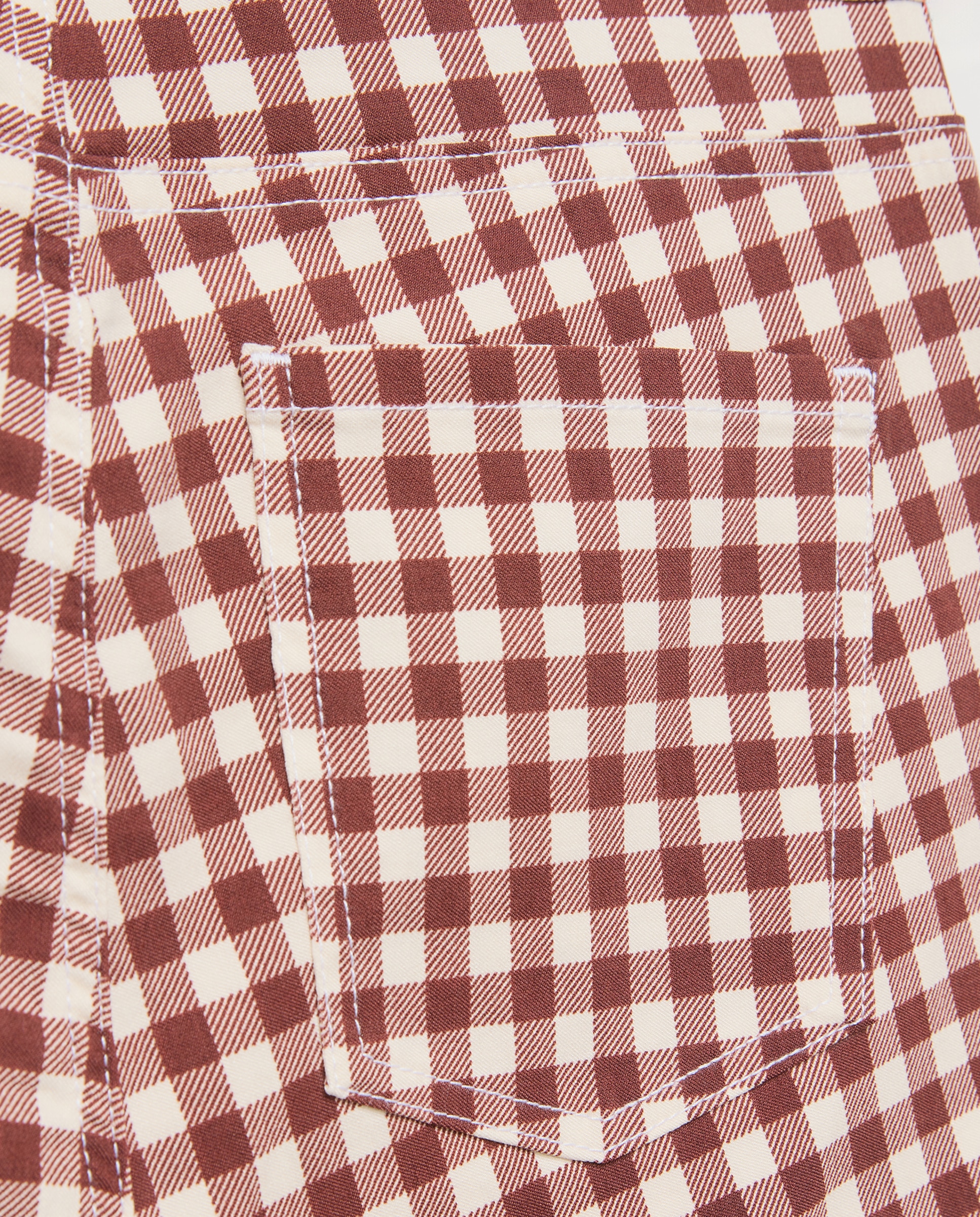 Pantalon de mujer recto de cuadros vichy Marrón-5