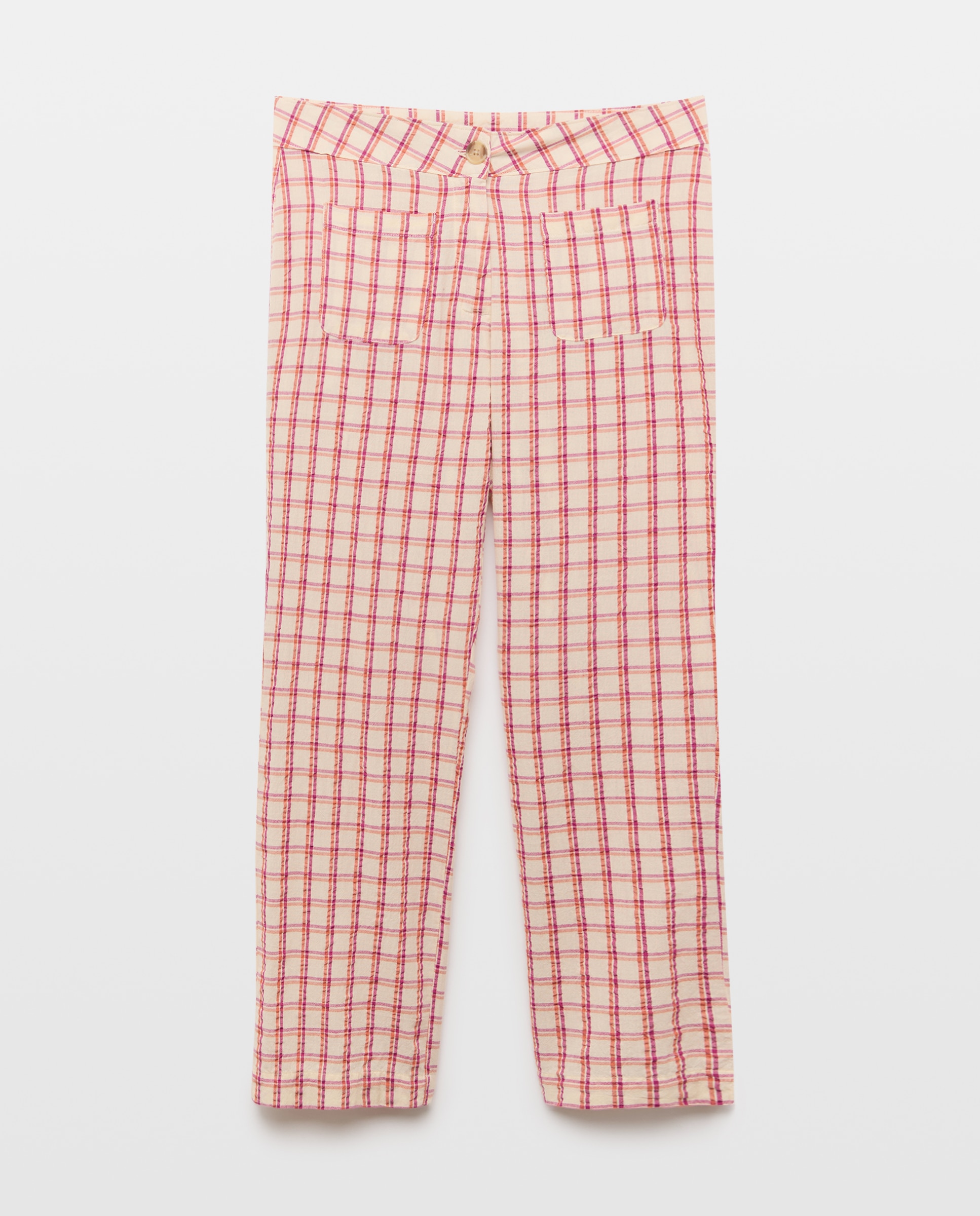 Pantalón de mujer recto de cuadros total look Morado-4