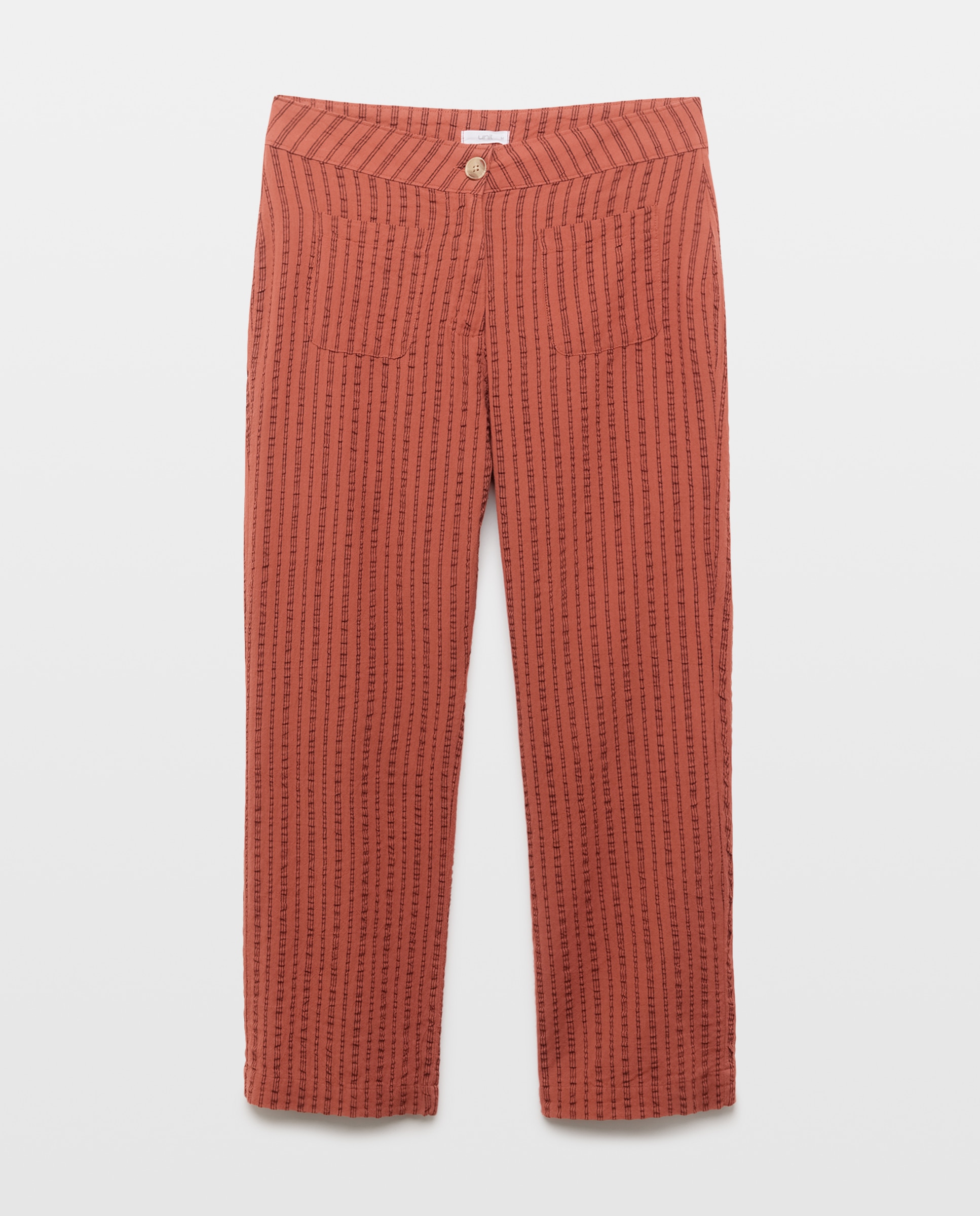 Pantalón de mujer recto de rayas total look Rojo-4