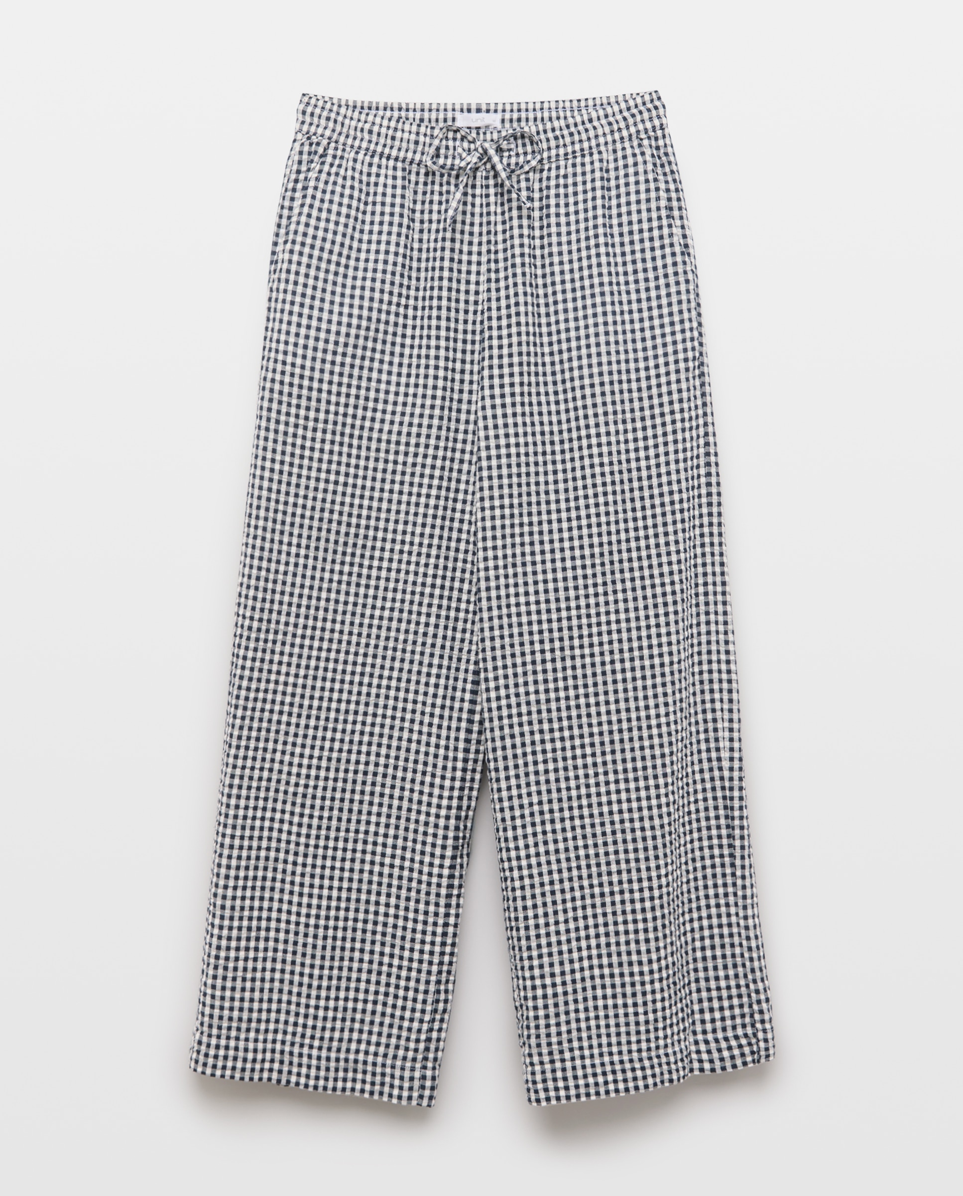 Pantalón de mujer de algodón vichy Azul-4